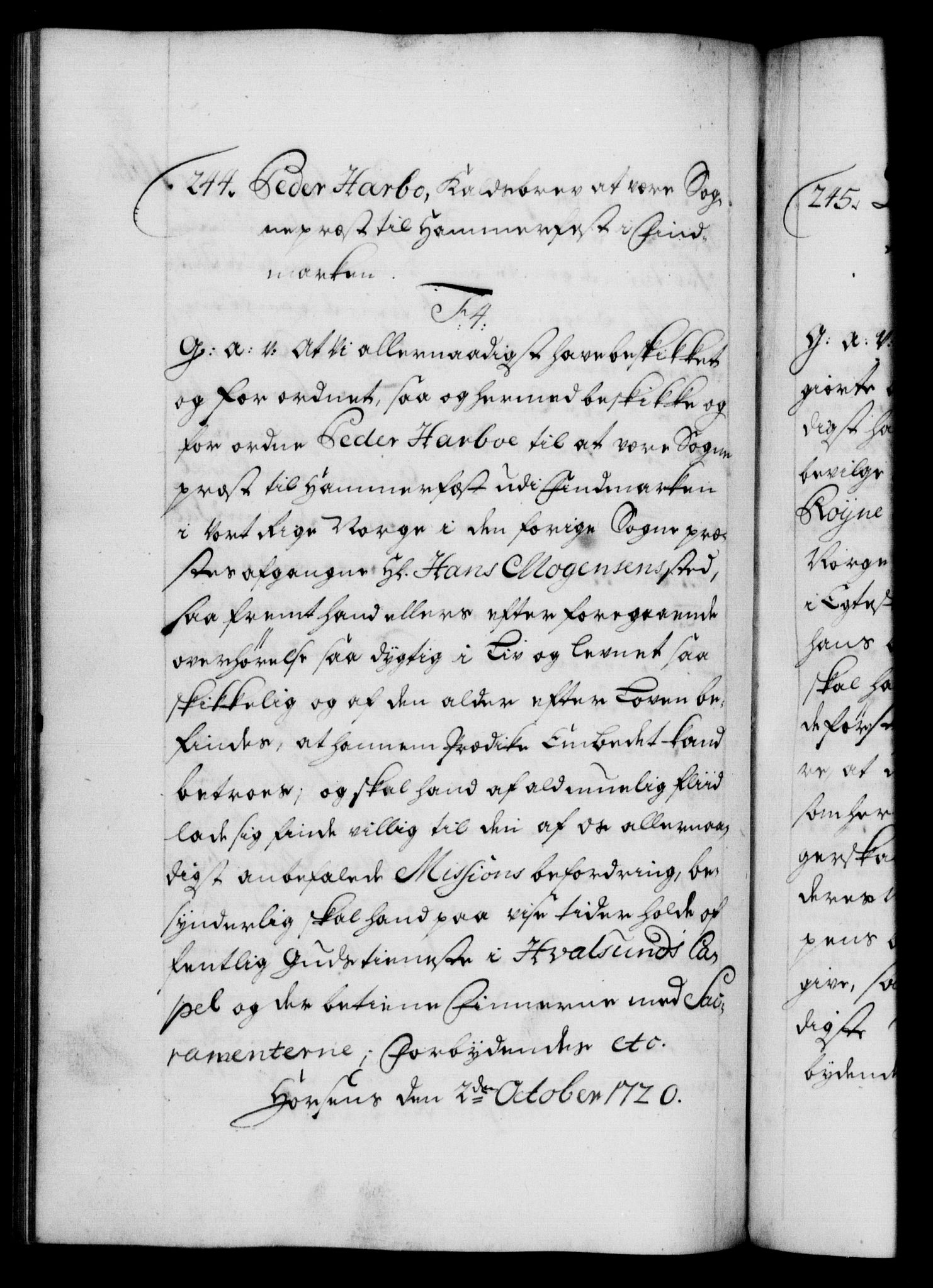 Danske Kanselli 1572-1799, AV/RA-EA-3023/F/Fc/Fca/Fcaa/L0023: Norske registre, 1720-1722, p. 166b