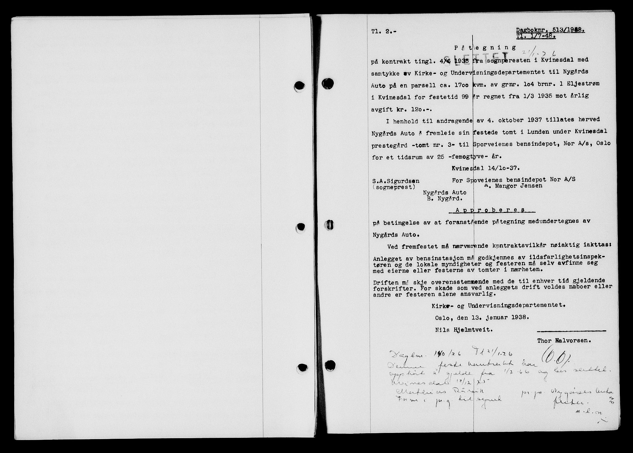 Flekkefjord sorenskriveri, AV/SAK-1221-0001/G/Gb/Gba/L0063: Mortgage book no. A-11, 1947-1948, Diary no: : 513/1948