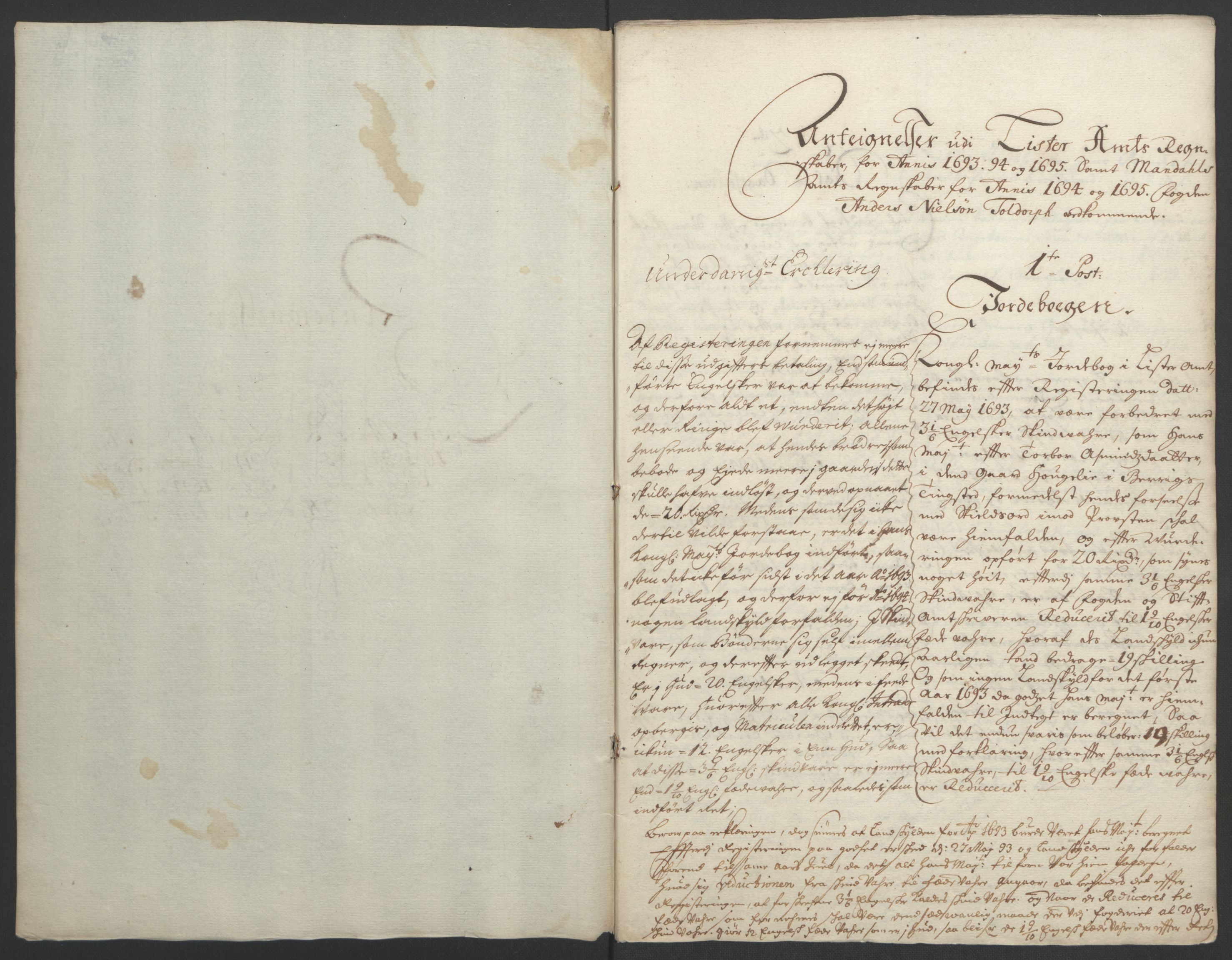 Rentekammeret inntil 1814, Reviderte regnskaper, Fogderegnskap, RA/EA-4092/R43/L2545: Fogderegnskap Lista og Mandal, 1694-1695, p. 375