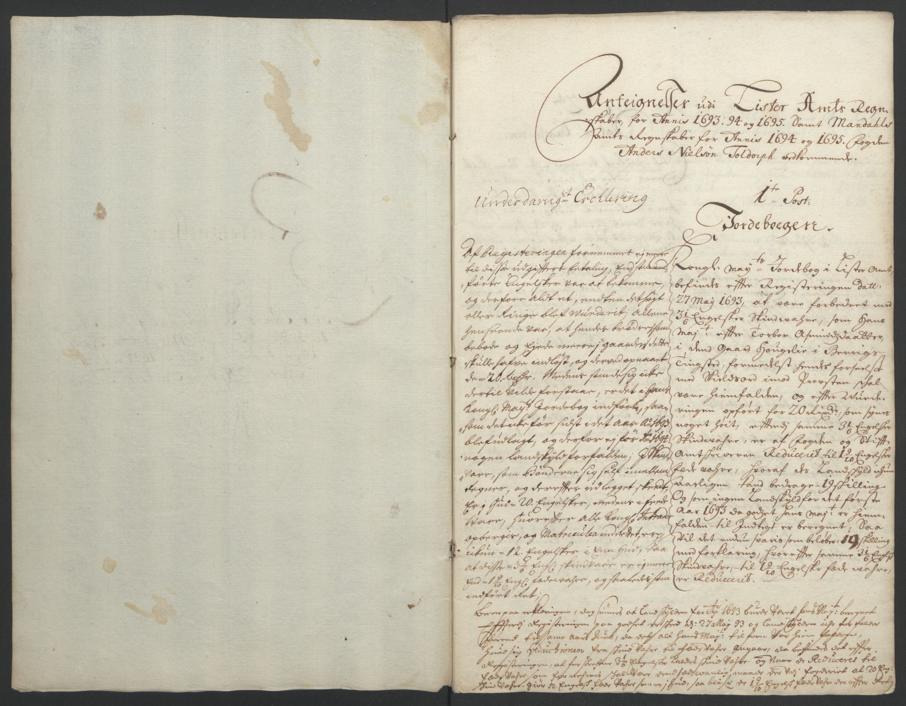 Rentekammeret inntil 1814, Reviderte regnskaper, Fogderegnskap, AV/RA-EA-4092/R43/L2545: Fogderegnskap Lista og Mandal, 1694-1695, p. 375