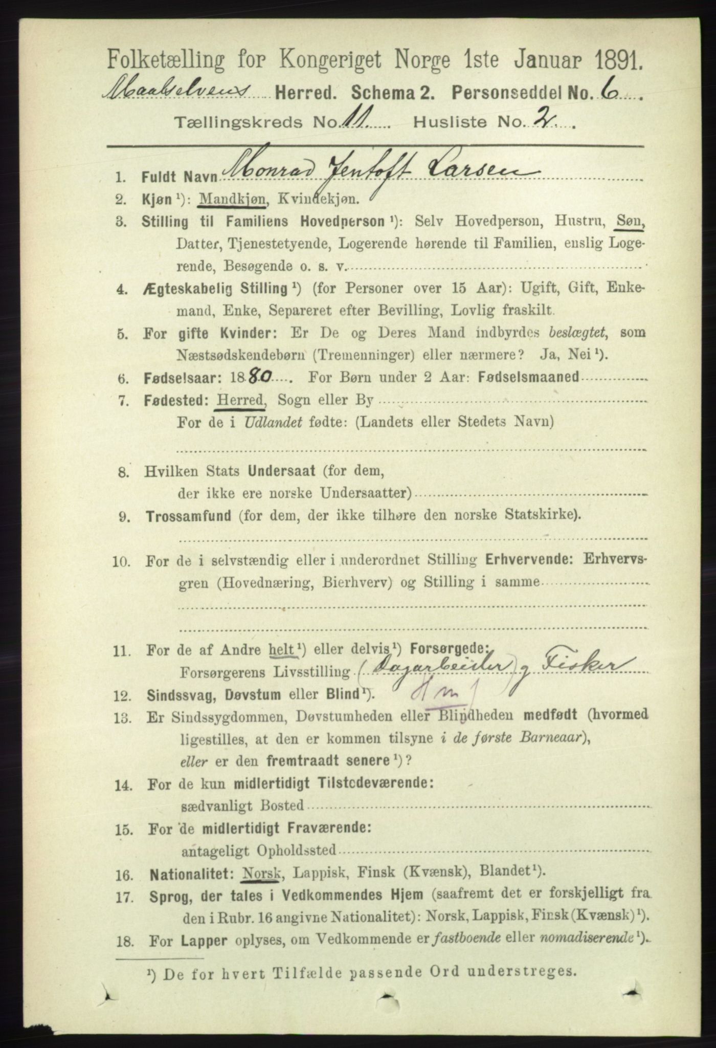 RA, 1891 census for 1924 Målselv, 1891, p. 3284
