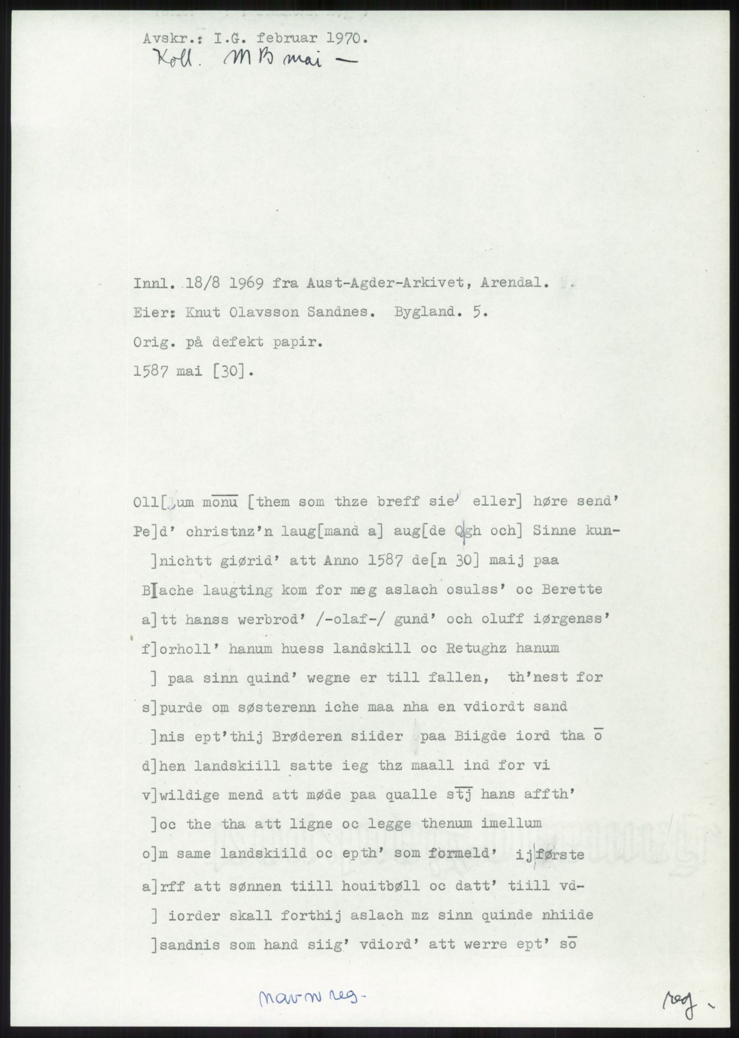 Samlinger til kildeutgivelse, Diplomavskriftsamlingen, RA/EA-4053/H/Ha, p. 1875