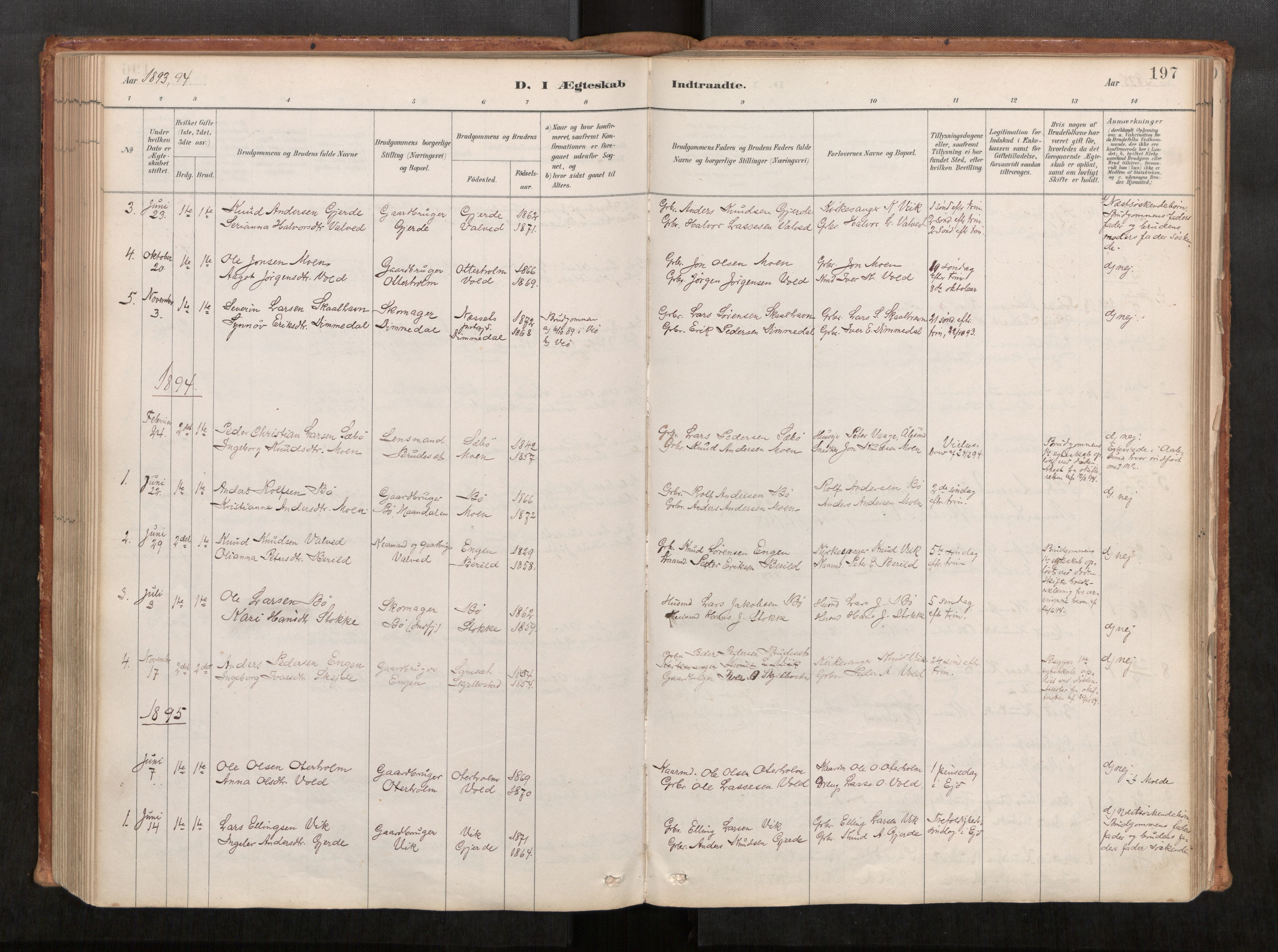 Ministerialprotokoller, klokkerbøker og fødselsregistre - Møre og Romsdal, SAT/A-1454/543/L0568: Parish register (official) no. 543A03, 1885-1915, p. 197