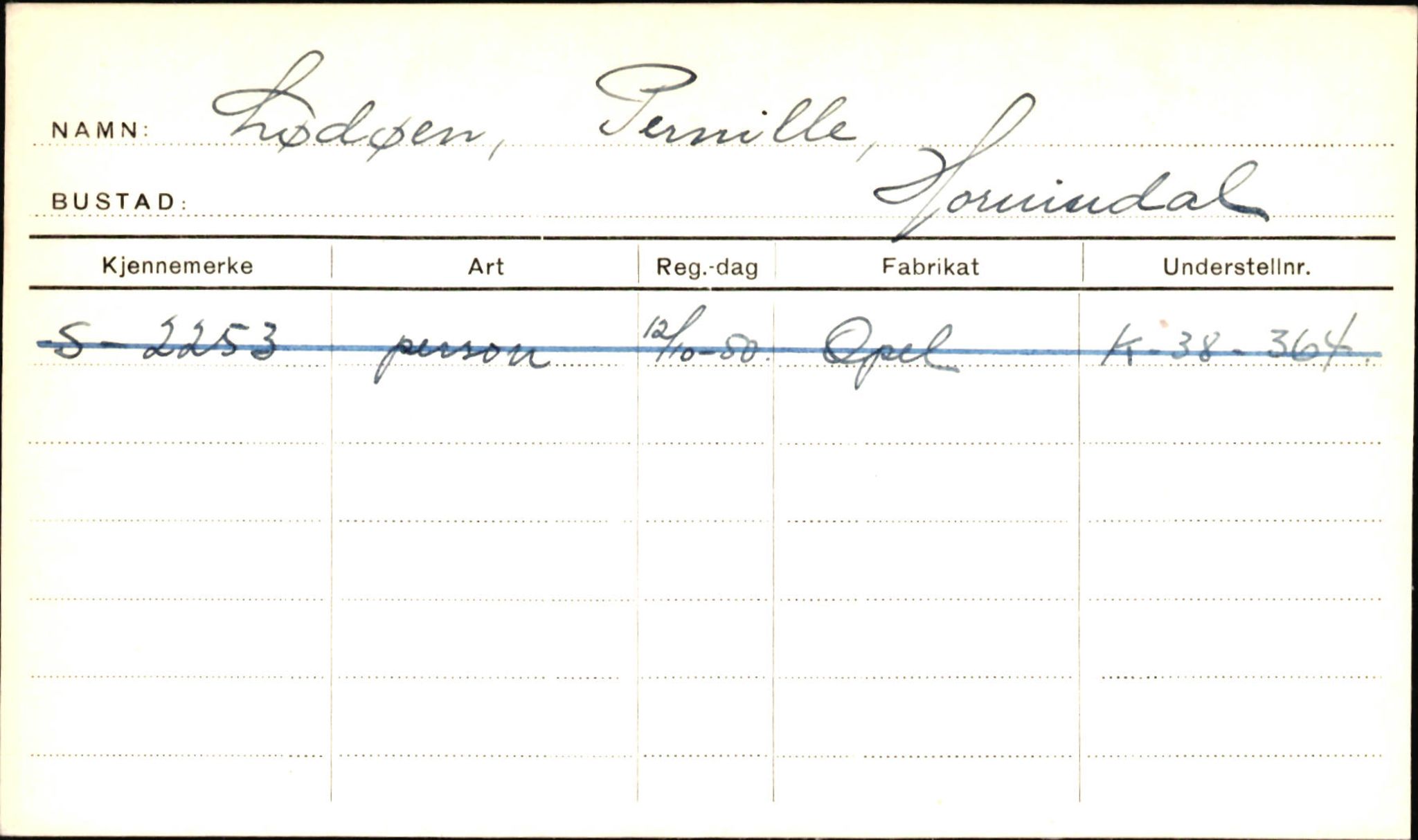 Statens vegvesen, Sogn og Fjordane vegkontor, AV/SAB-A-5301/4/F/L0001B: Eigarregister Fjordane til 1.6.1961, 1930-1961, p. 707