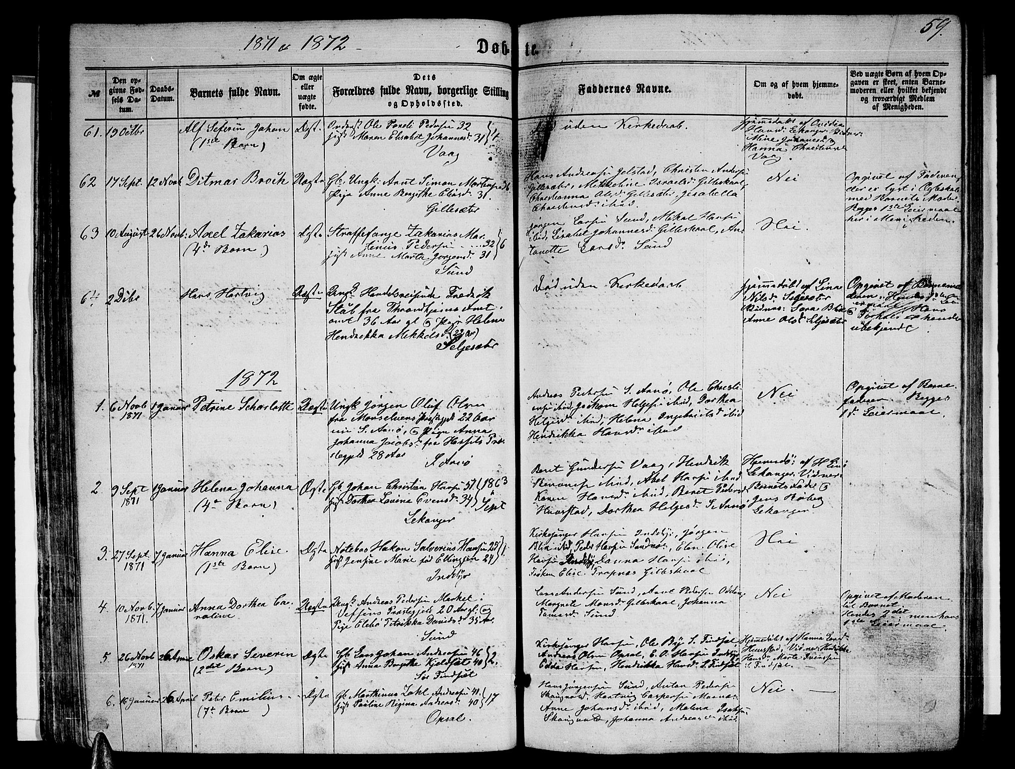 Ministerialprotokoller, klokkerbøker og fødselsregistre - Nordland, SAT/A-1459/805/L0107: Parish register (copy) no. 805C03, 1862-1885, p. 59
