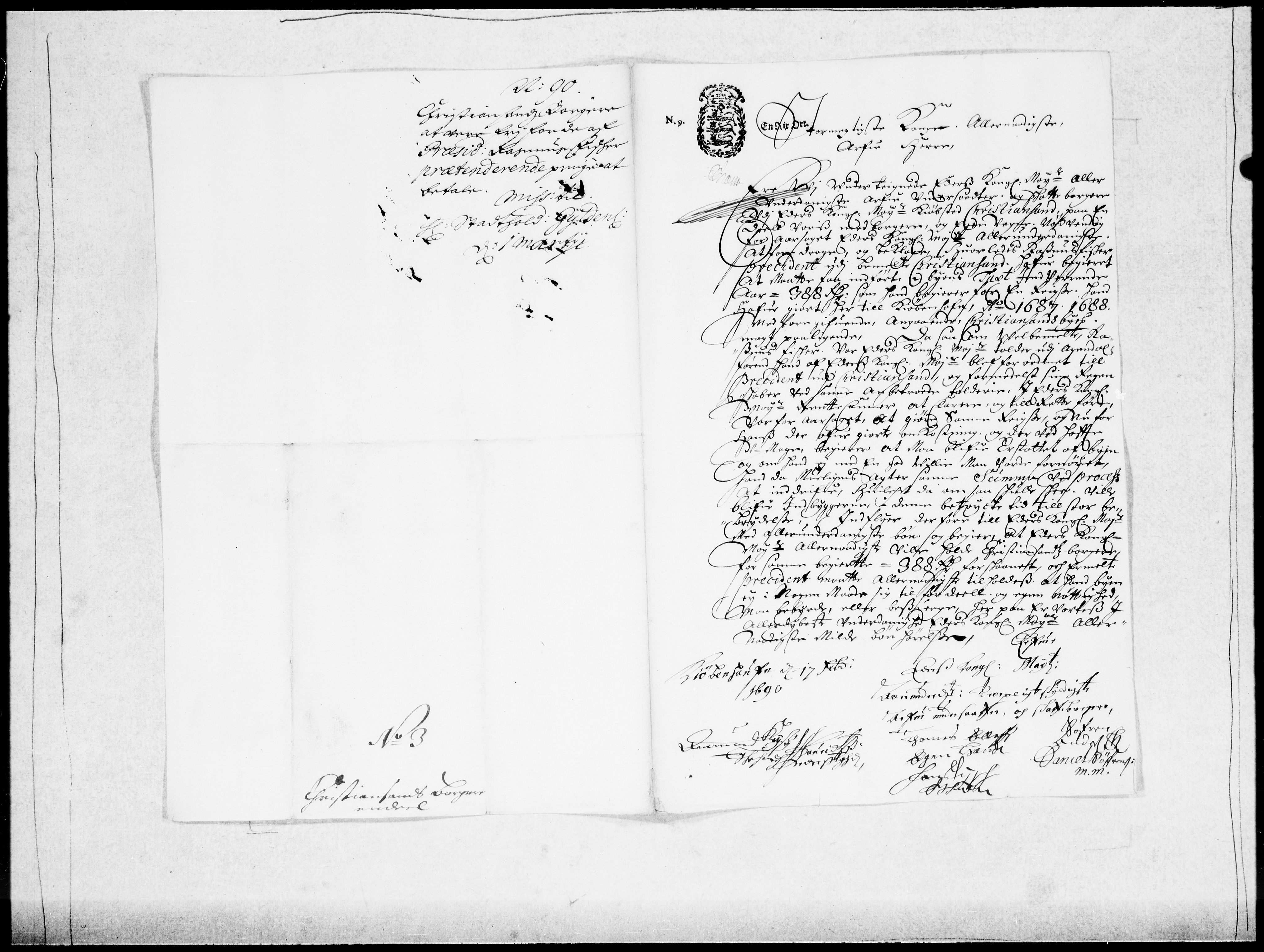 Danske Kanselli 1572-1799, AV/RA-EA-3023/F/Fc/Fcc/Fcca/L0043: Norske innlegg 1572-1799, 1689-1690, p. 266