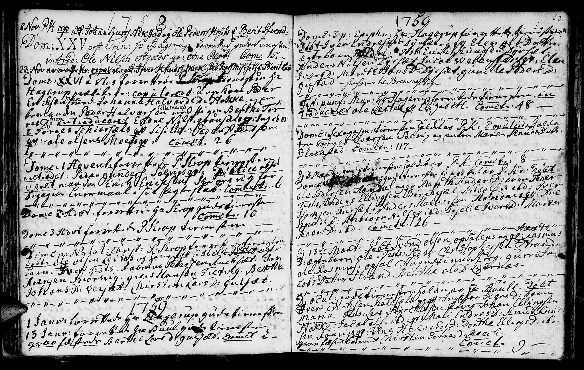 Ministerialprotokoller, klokkerbøker og fødselsregistre - Møre og Romsdal, SAT/A-1454/568/L0798: Parish register (official) no. 568A07, 1753-1780, p. 62-63