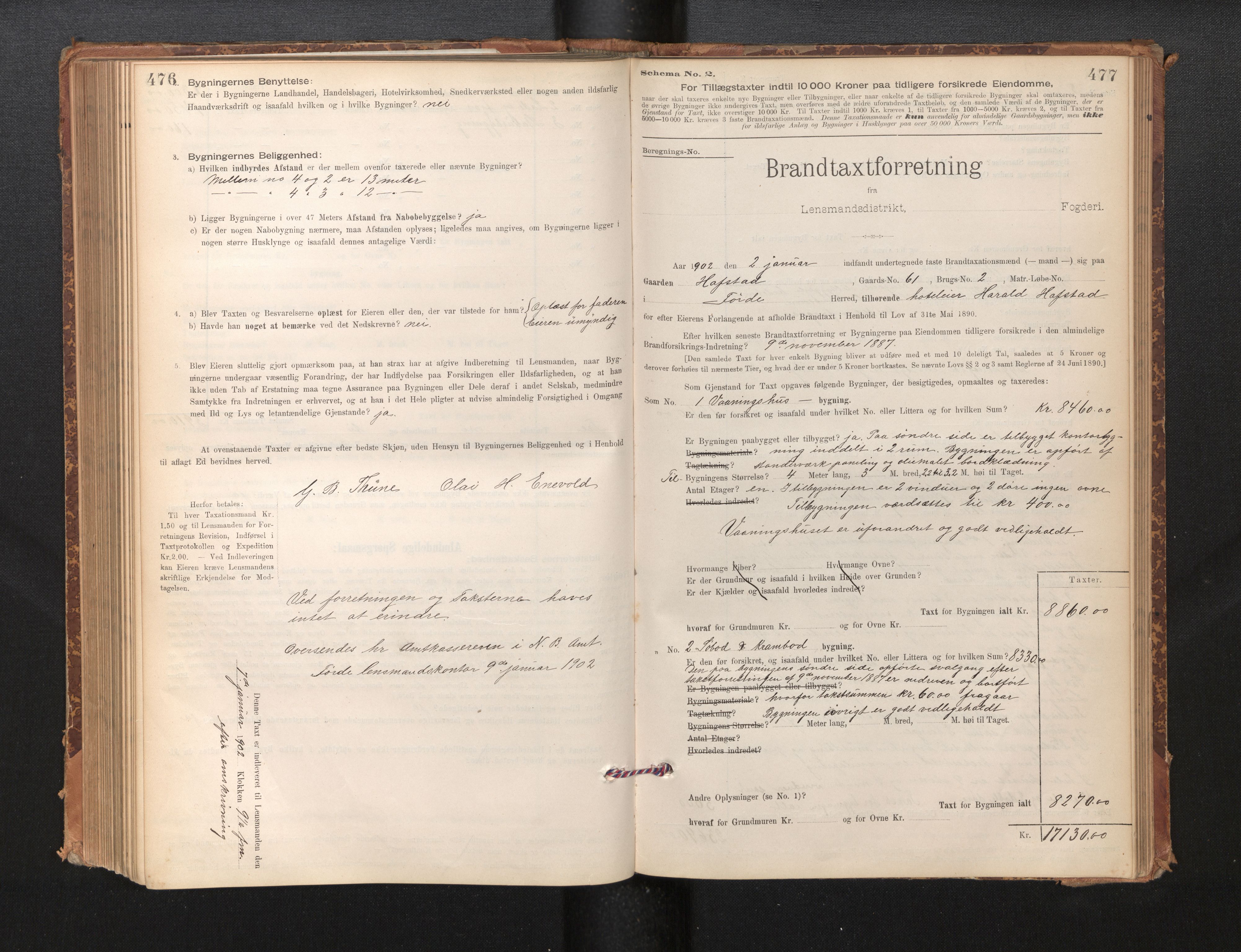 Lensmannen i Førde, SAB/A-27401/0012/L0008: Branntakstprotokoll, skjematakst, 1895-1922, p. 476-477