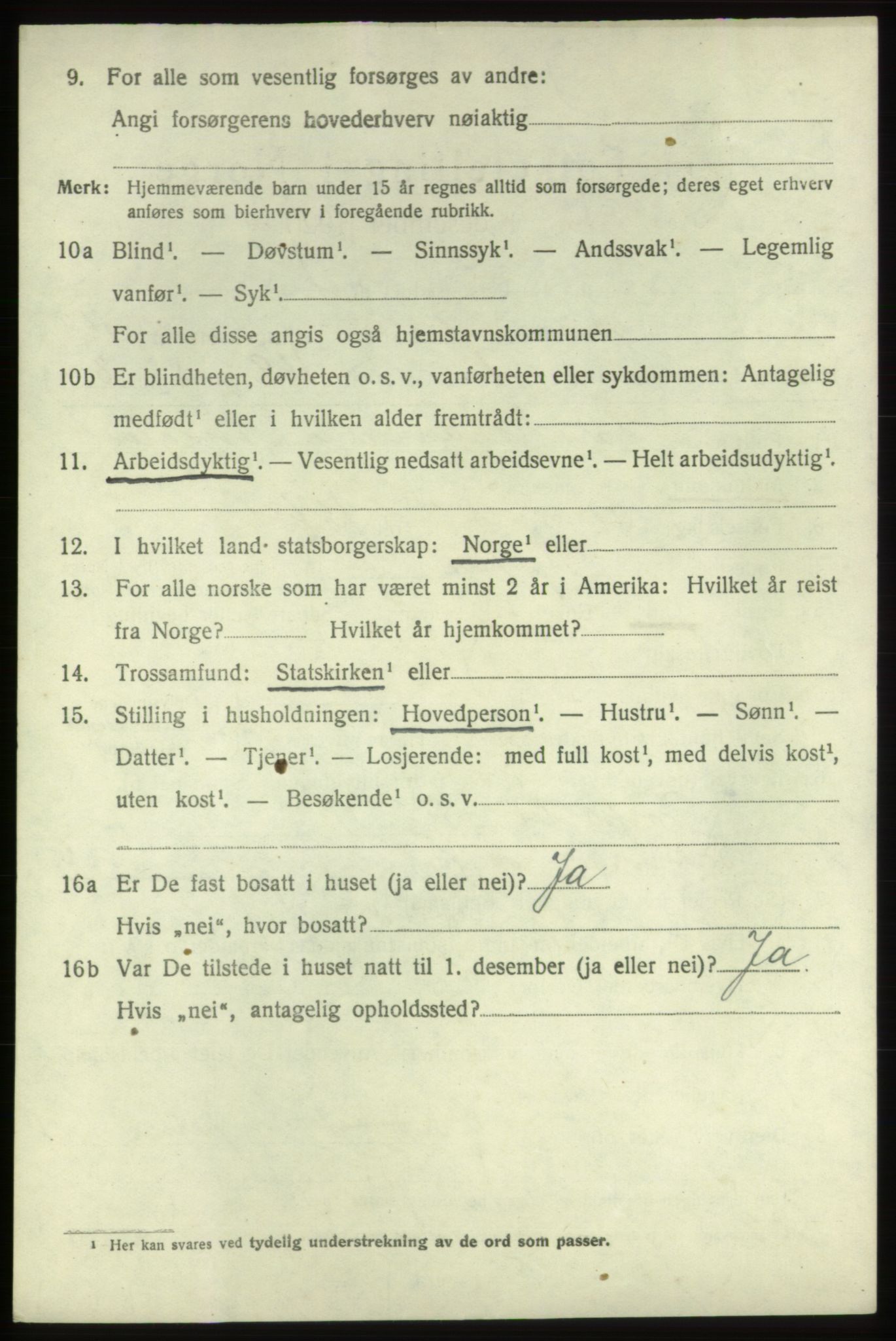 SAB, 1920 census for Tysnes, 1920, p. 10123