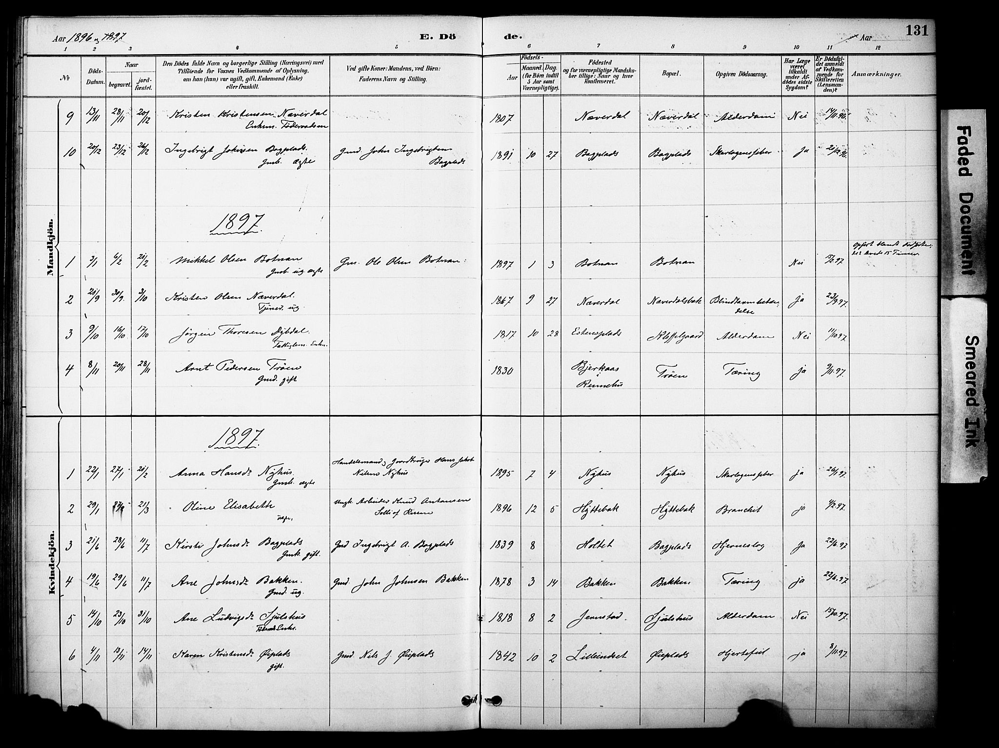 Kvikne prestekontor, SAH/PREST-064/H/Ha/Haa/L0007: Parish register (official) no. 7, 1887-1911, p. 131