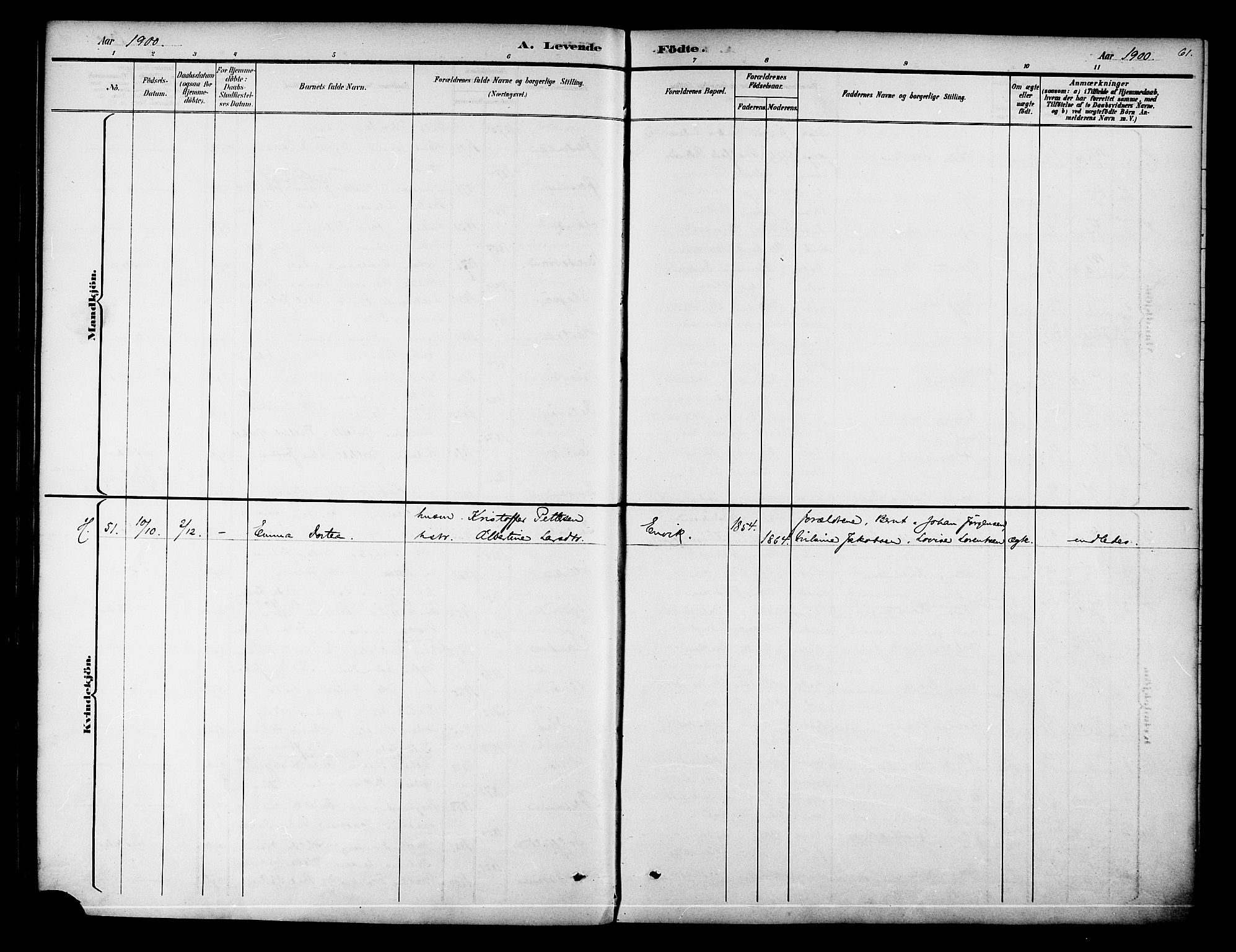 Ministerialprotokoller, klokkerbøker og fødselsregistre - Nordland, AV/SAT-A-1459/834/L0508: Parish register (official) no. 834A06, 1892-1901, p. 61