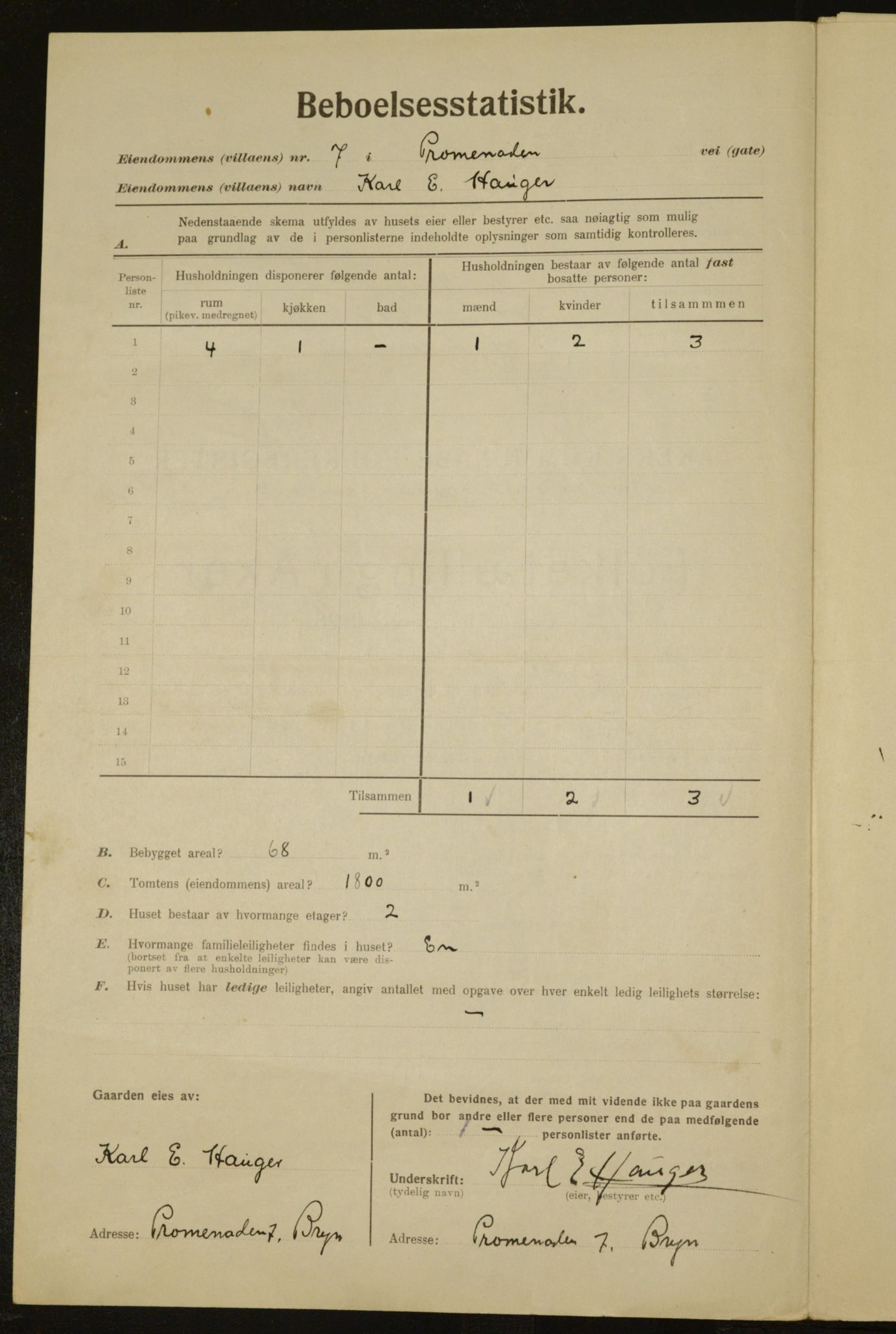 , Municipal Census 1923 for Aker, 1923, p. 29540