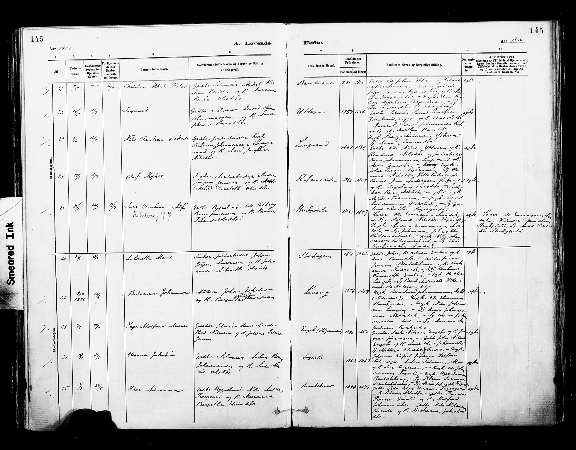 Ministerialprotokoller, klokkerbøker og fødselsregistre - Nordland, AV/SAT-A-1459/827/L0400: Parish register (official) no. 827A12, 1883-1903, p. 145