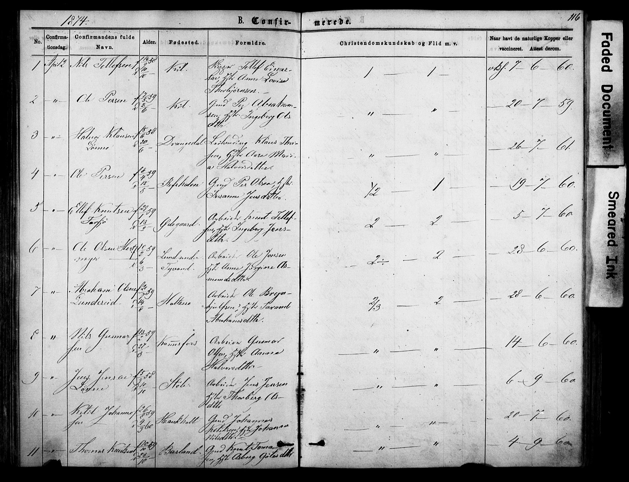 Sannidal kirkebøker, SAKO/A-296/F/Fa/L0014: Parish register (official) no. 14, 1874-1883, p. 116