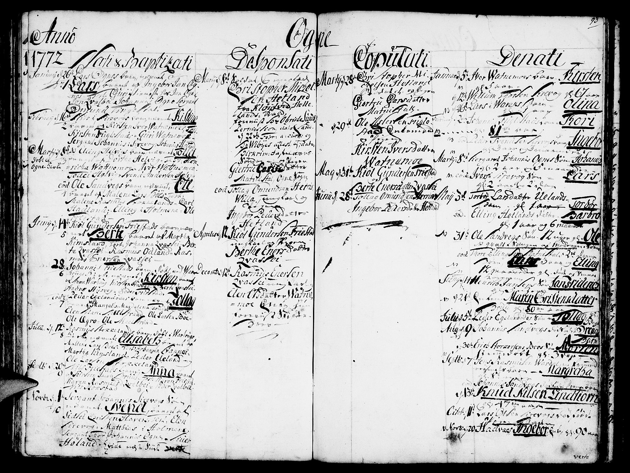 Eigersund sokneprestkontor, SAST/A-101807/S08/L0003: Parish register (official) no. A 3, 1758-1775, p. 93
