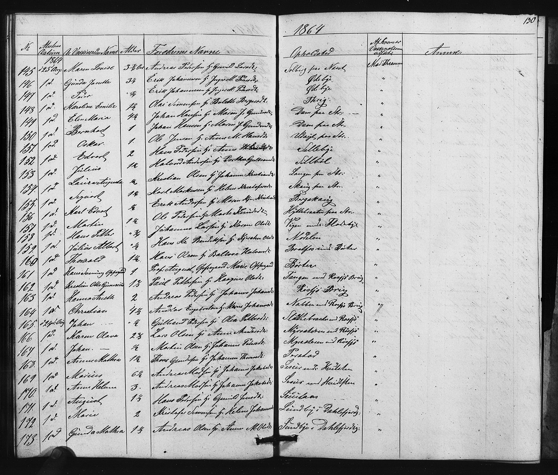 Enebakk prestekontor Kirkebøker, SAO/A-10171c/F/Fa/L0015: Parish register (official) no. I 15, 1830-1867, p. 130