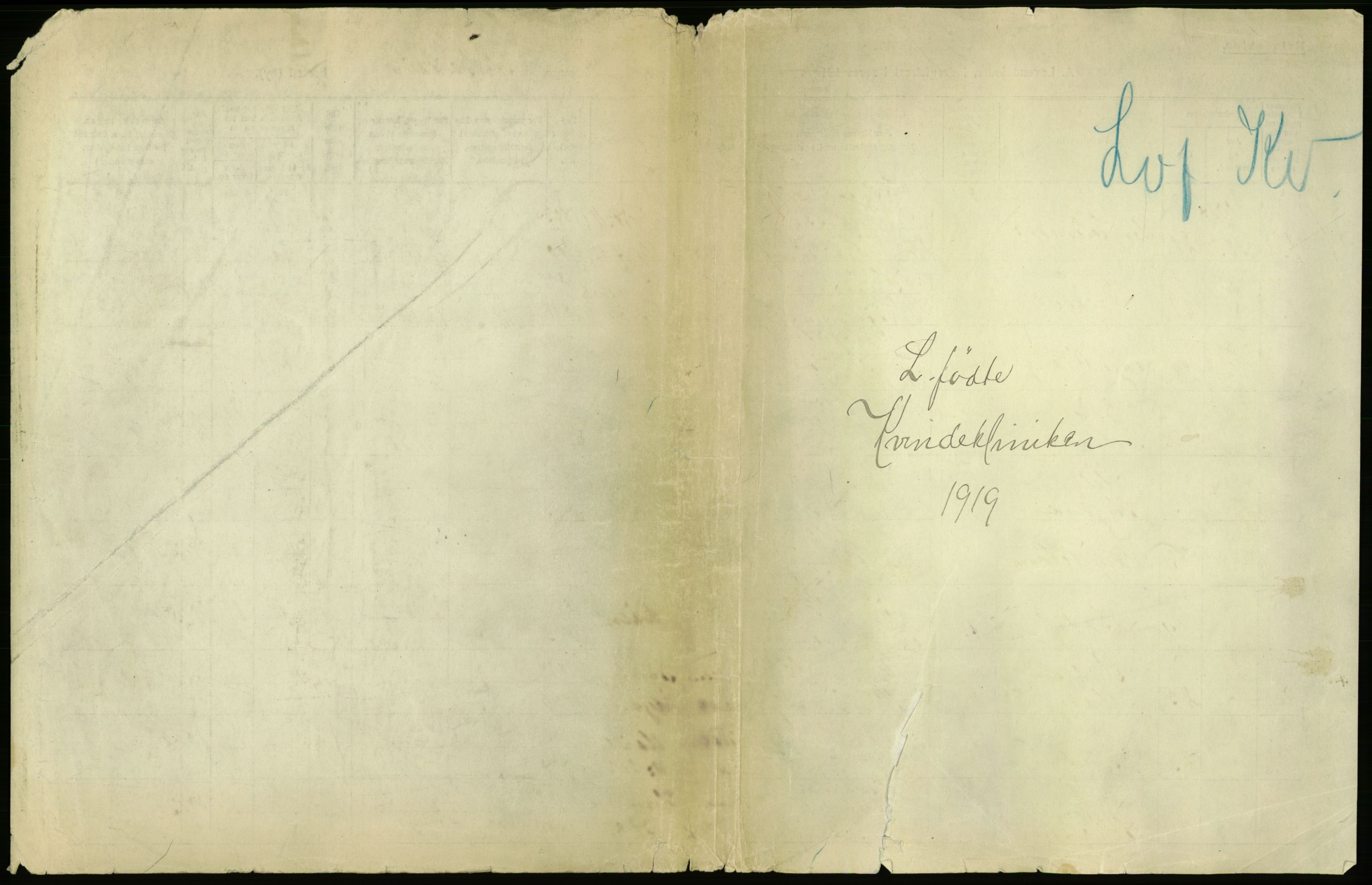 Statistisk sentralbyrå, Sosiodemografiske emner, Befolkning, AV/RA-S-2228/D/Df/Dfb/Dfbi/L0007: Kristiania: Levendefødte menn og kvinner., 1919, p. 1