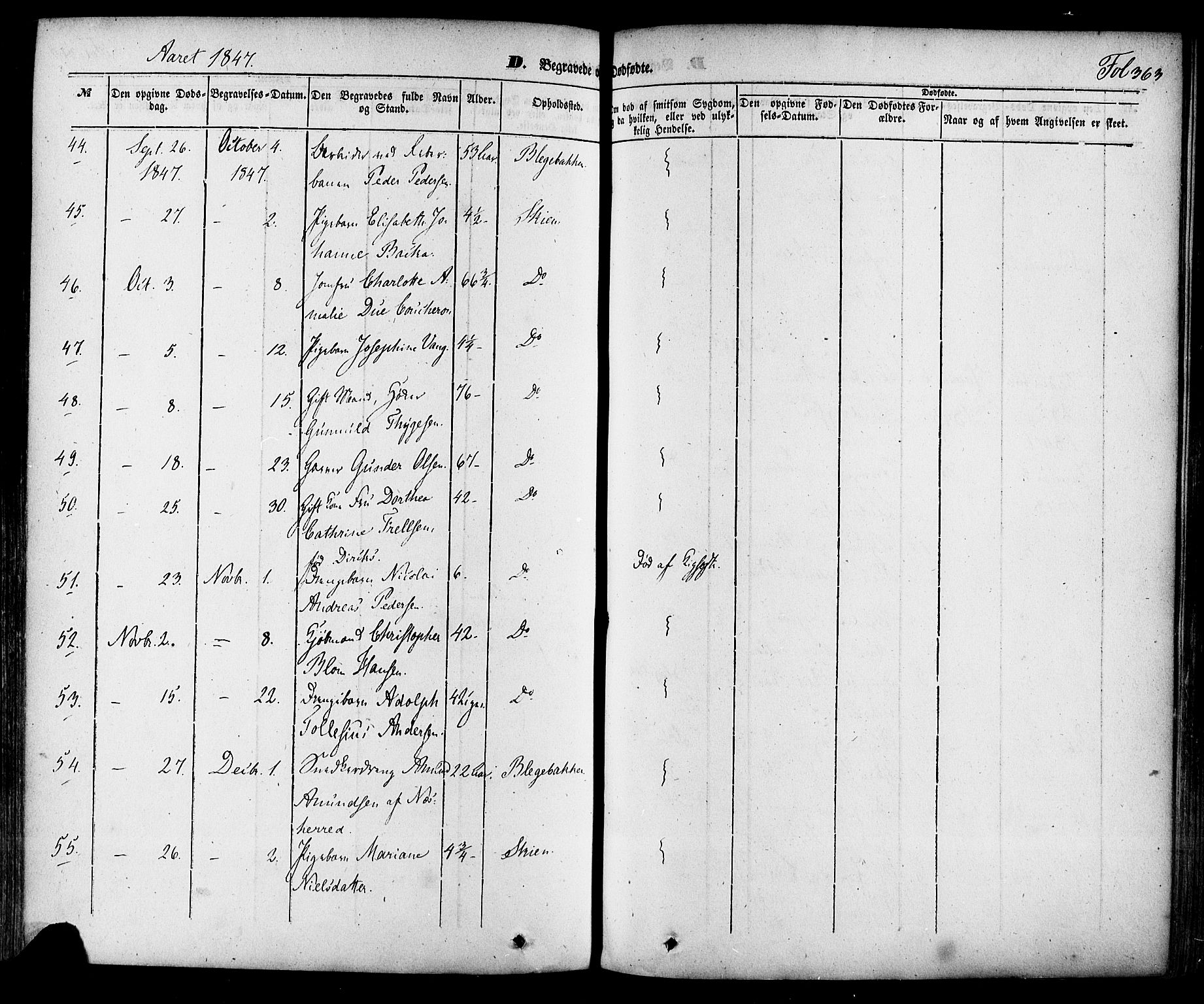 Skien kirkebøker, SAKO/A-302/F/Fa/L0006a: Parish register (official) no. 6A, 1843-1856, p. 363