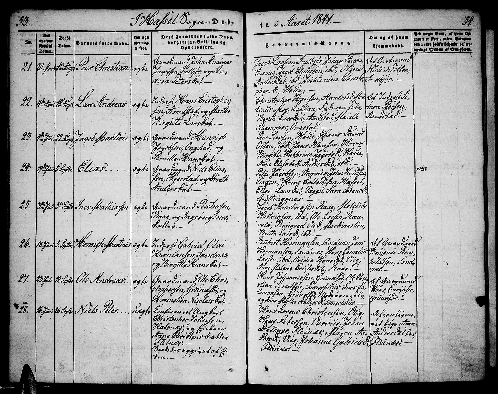 Ministerialprotokoller, klokkerbøker og fødselsregistre - Nordland, SAT/A-1459/888/L1239: Parish register (official) no. 888A06 /1, 1837-1849, p. 53-54