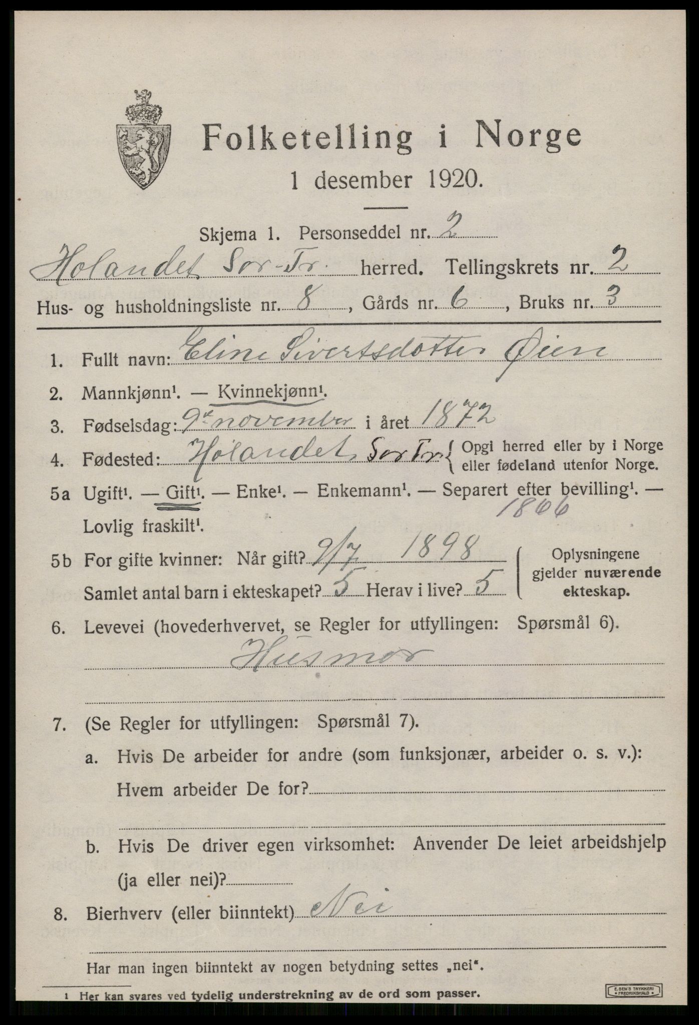 SAT, 1920 census for Hølonda, 1920, p. 615