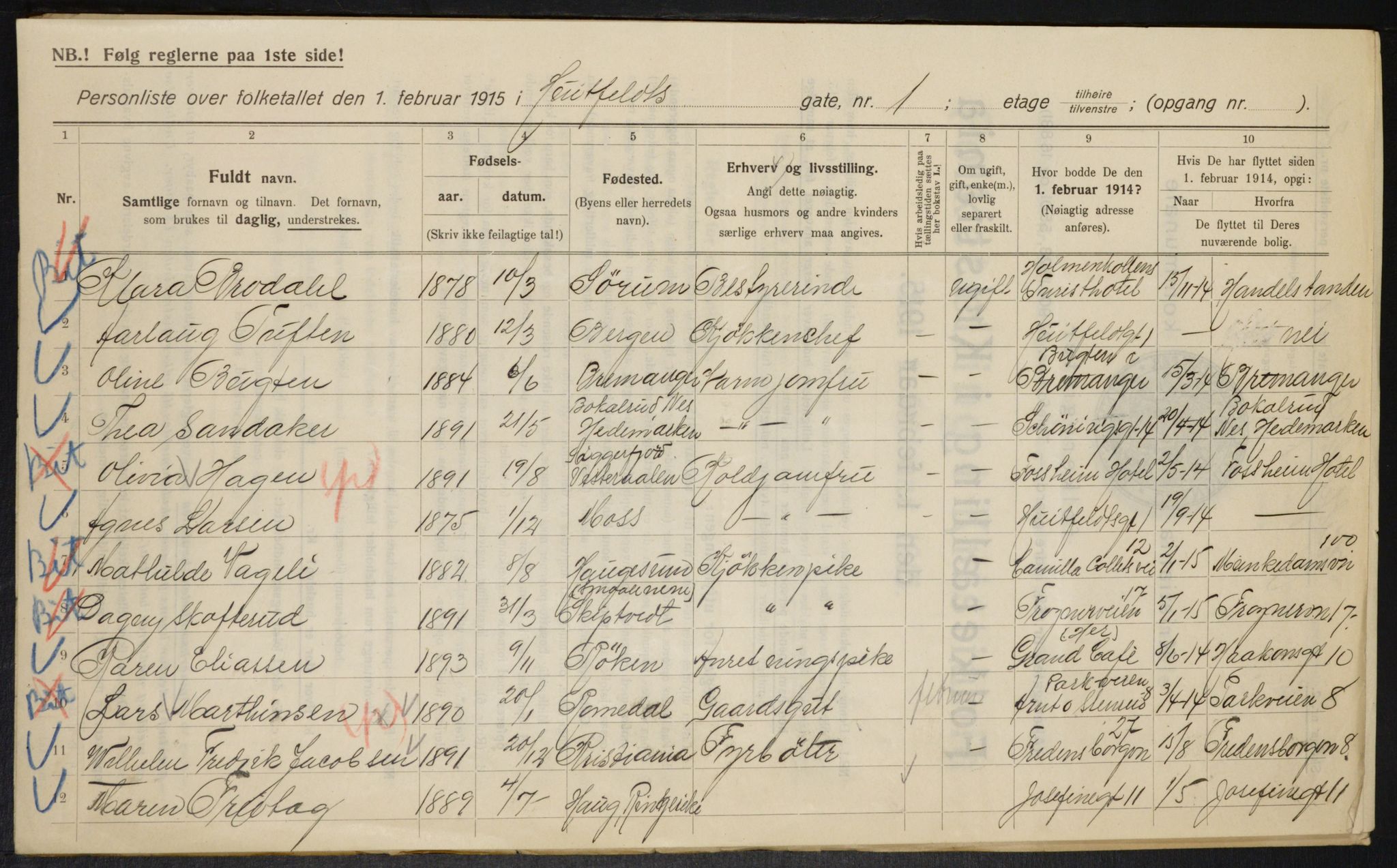 OBA, Municipal Census 1915 for Kristiania, 1915, p. 41118