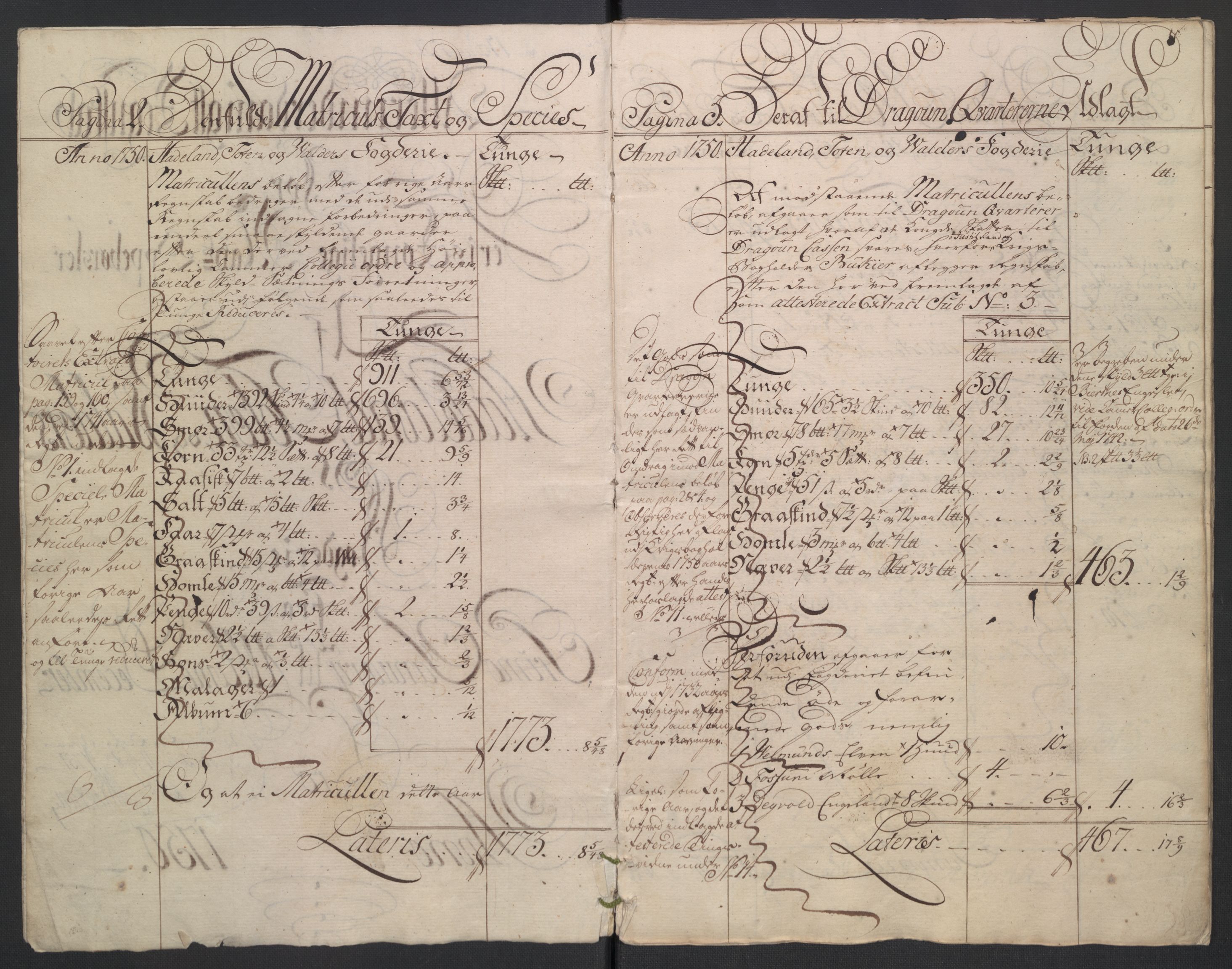 Rentekammeret inntil 1814, Reviderte regnskaper, Fogderegnskap, AV/RA-EA-4092/R18/L1348: Fogderegnskap Hadeland, Toten og Valdres, 1750-1751, p. 4