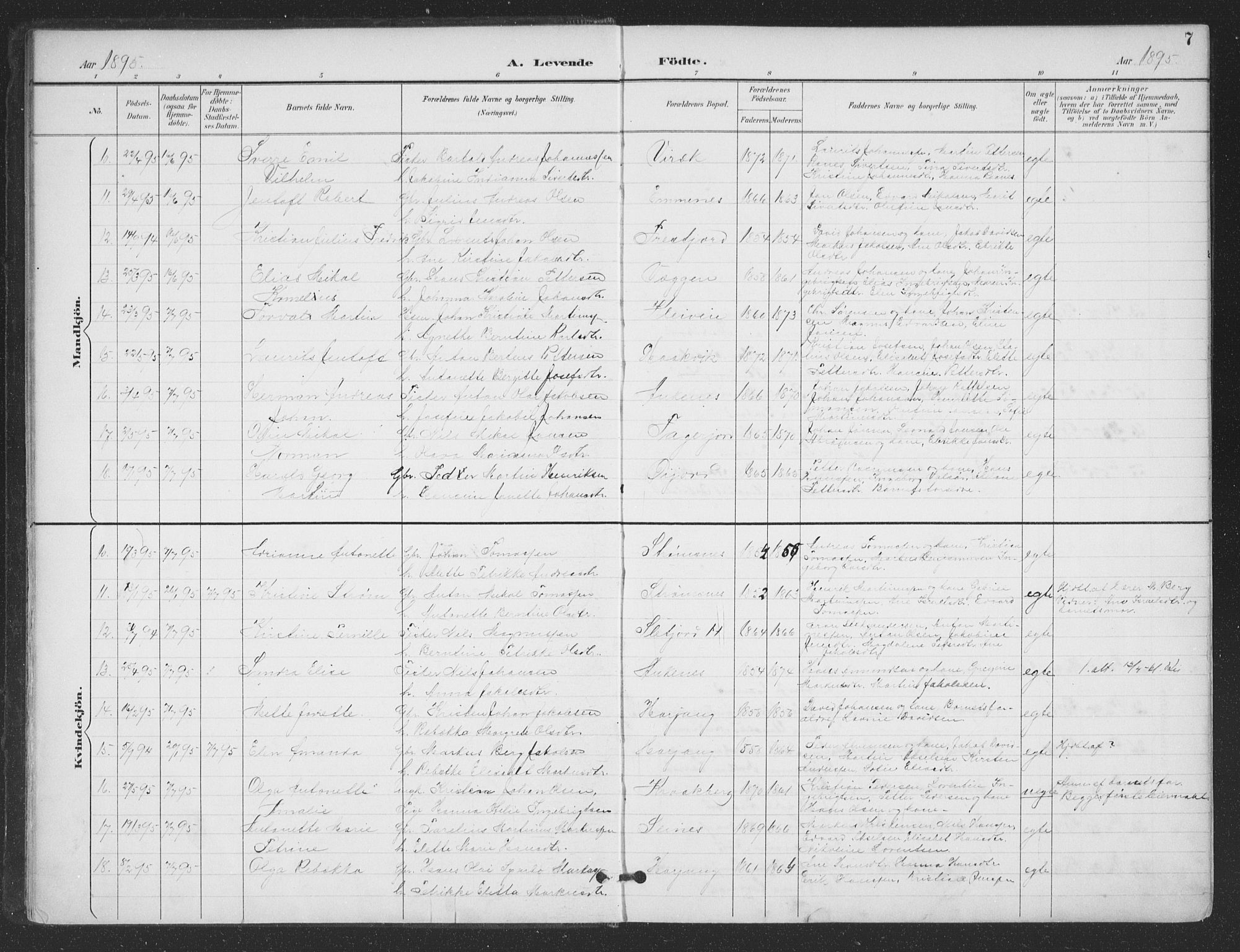 Ministerialprotokoller, klokkerbøker og fødselsregistre - Nordland, AV/SAT-A-1459/866/L0939: Parish register (official) no. 866A02, 1894-1906, p. 7