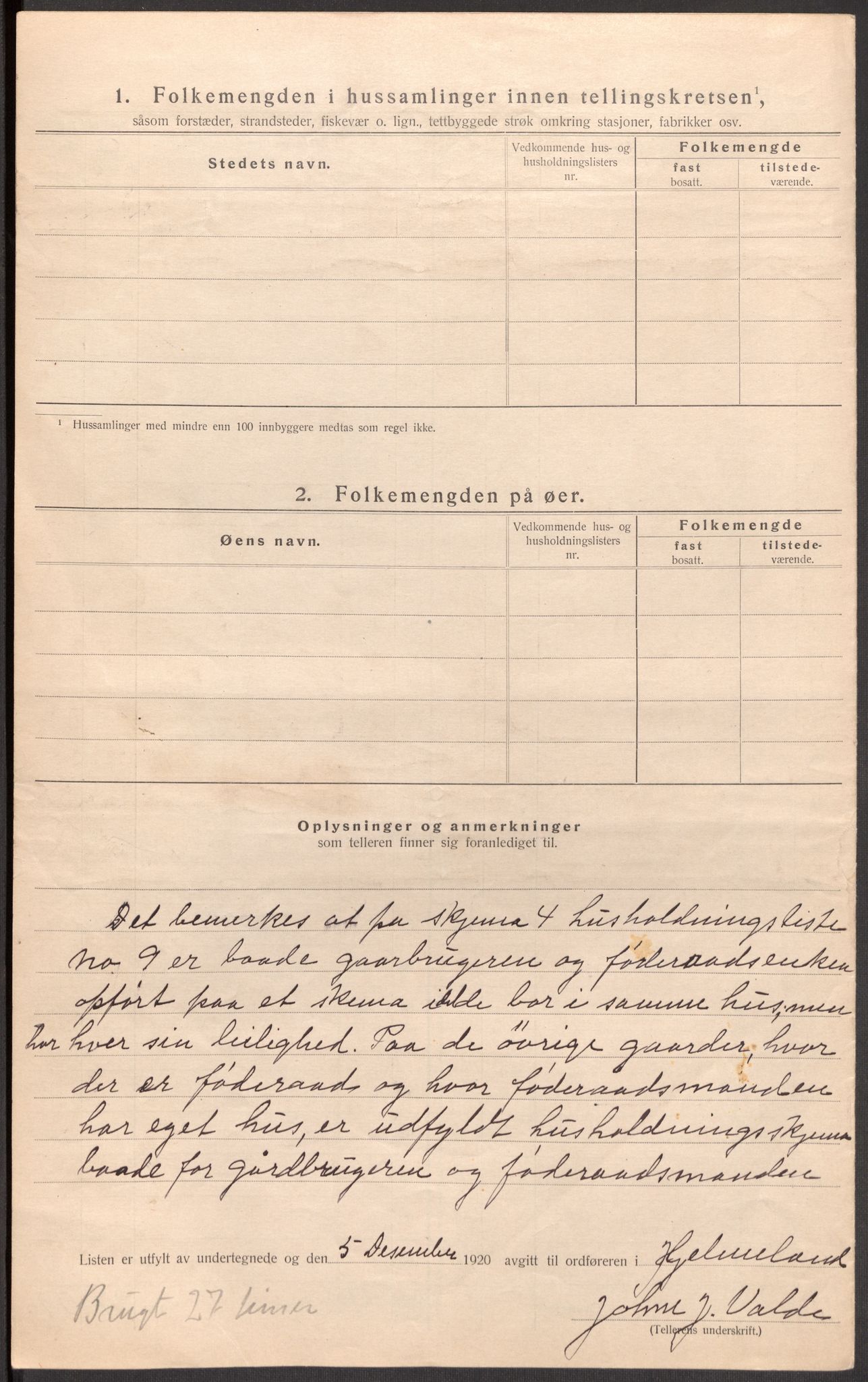 SAST, 1920 census for Hjelmeland, 1920, p. 34