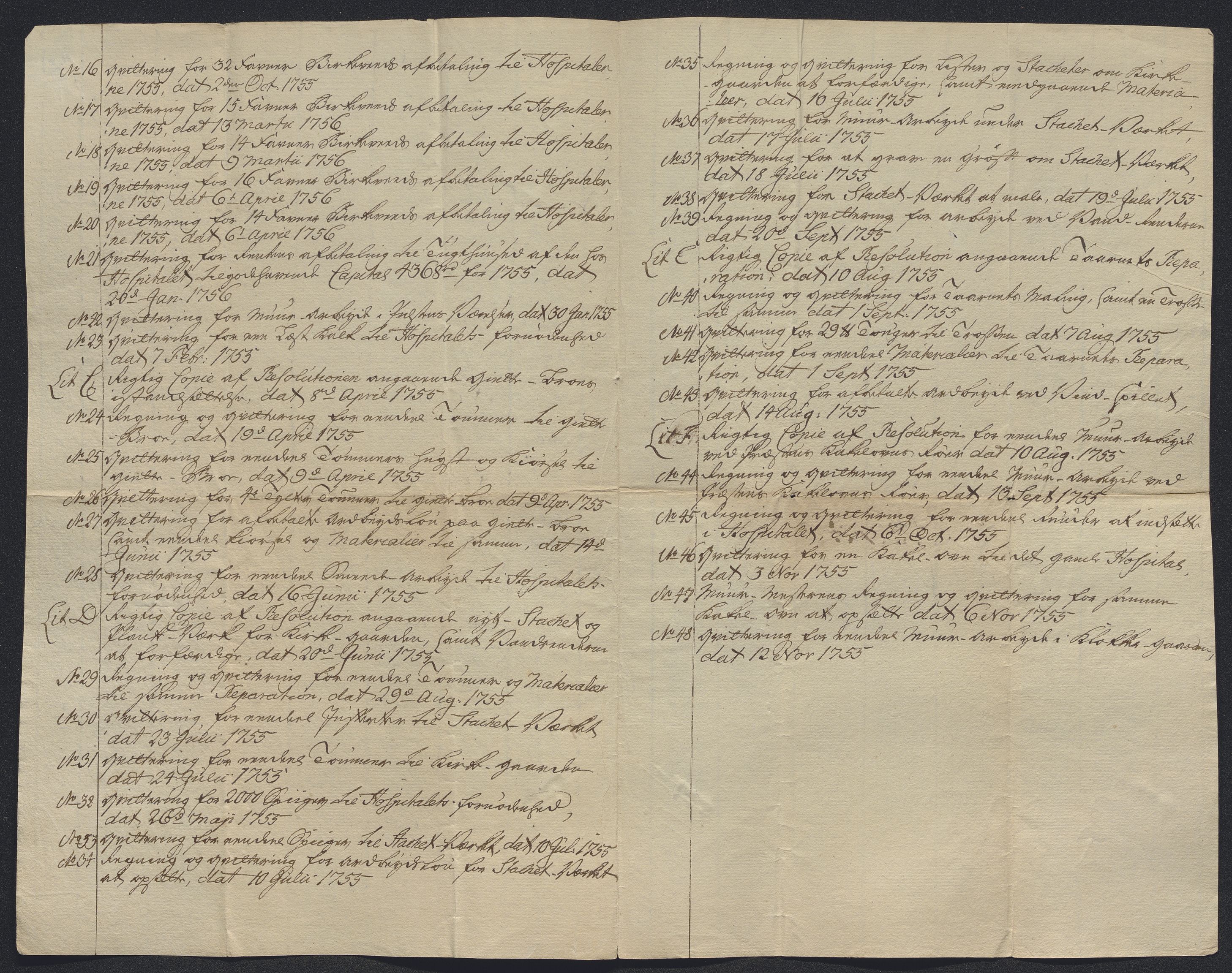 Oslo stiftsdireksjon, AV/SAO-A-11085/K/Kb/L0002/0003: Oslo Hospital / Designasjon over regnskapsbilag, 1748-1756, p. 9
