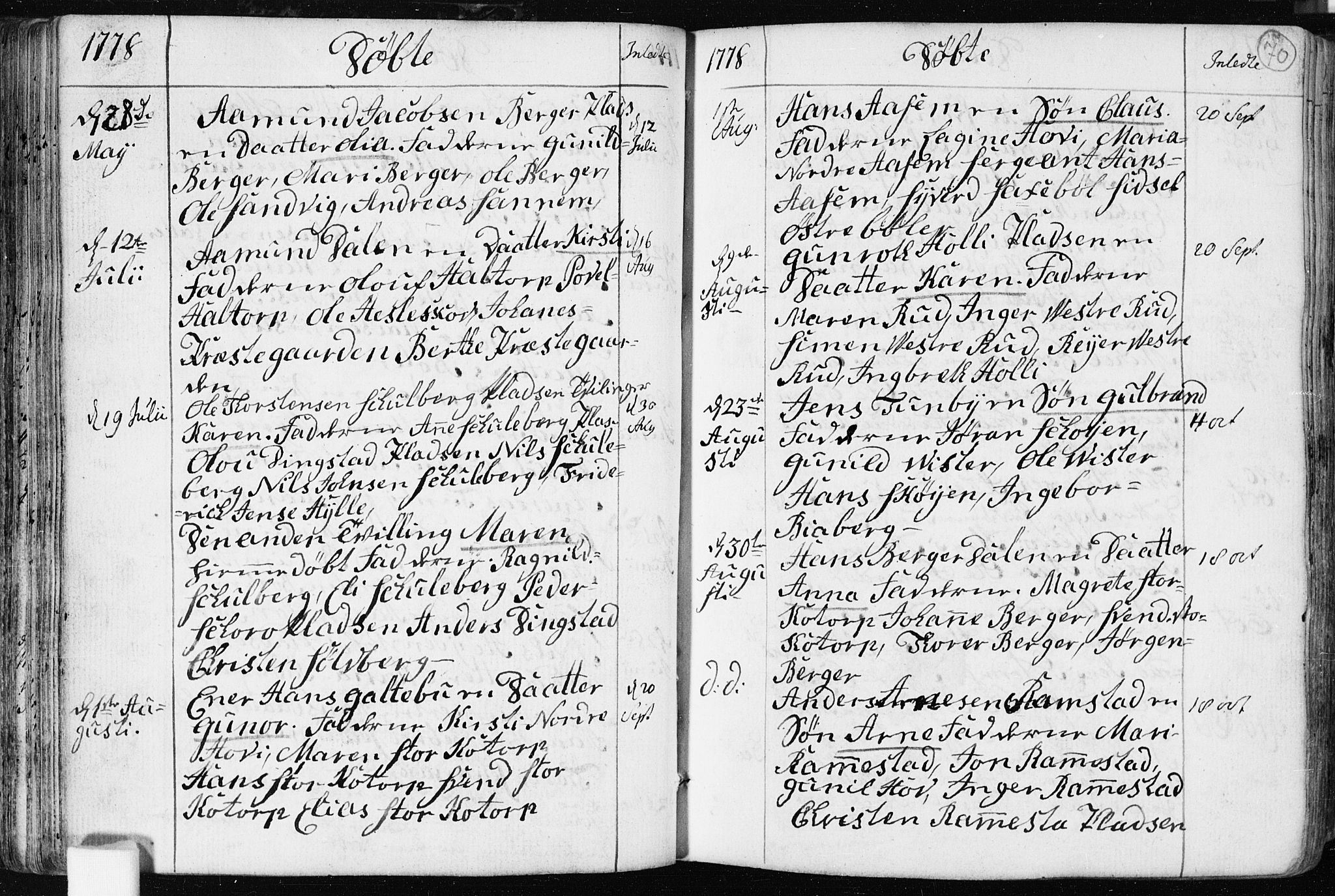 Spydeberg prestekontor Kirkebøker, SAO/A-10924/F/Fa/L0003: Parish register (official) no. I 3, 1778-1814, p. 70