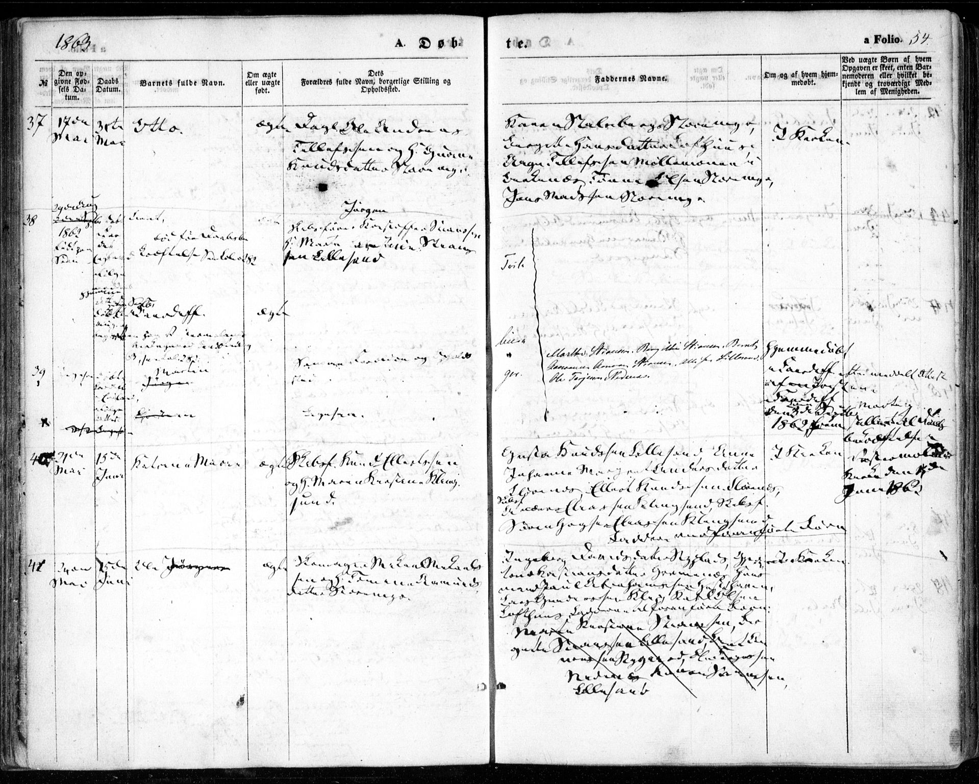 Vestre Moland sokneprestkontor, AV/SAK-1111-0046/F/Fa/Fab/L0007: Parish register (official) no. A 7, 1859-1872, p. 54