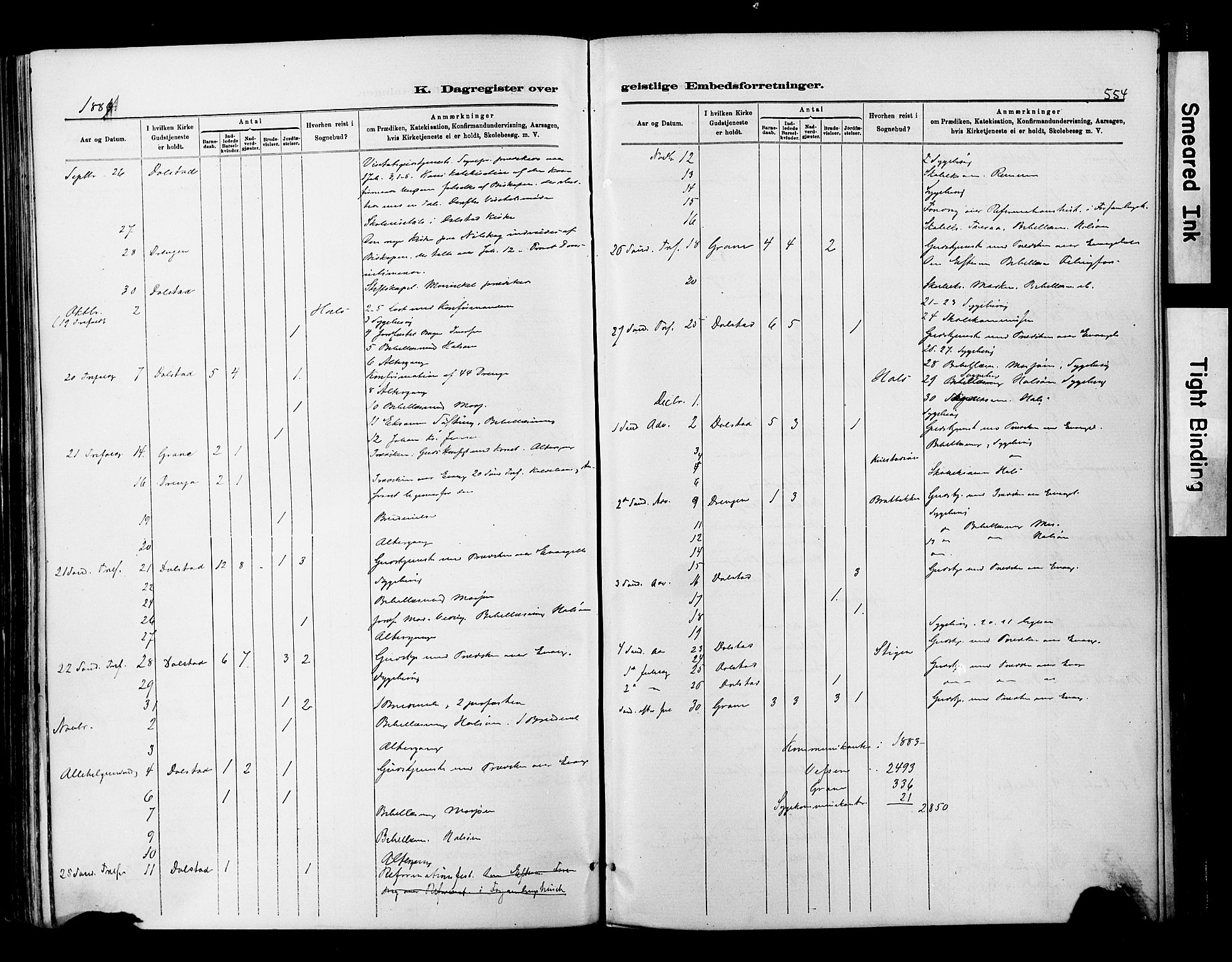 Ministerialprotokoller, klokkerbøker og fødselsregistre - Nordland, SAT/A-1459/820/L0295: Parish register (official) no. 820A16, 1880-1896, p. 554