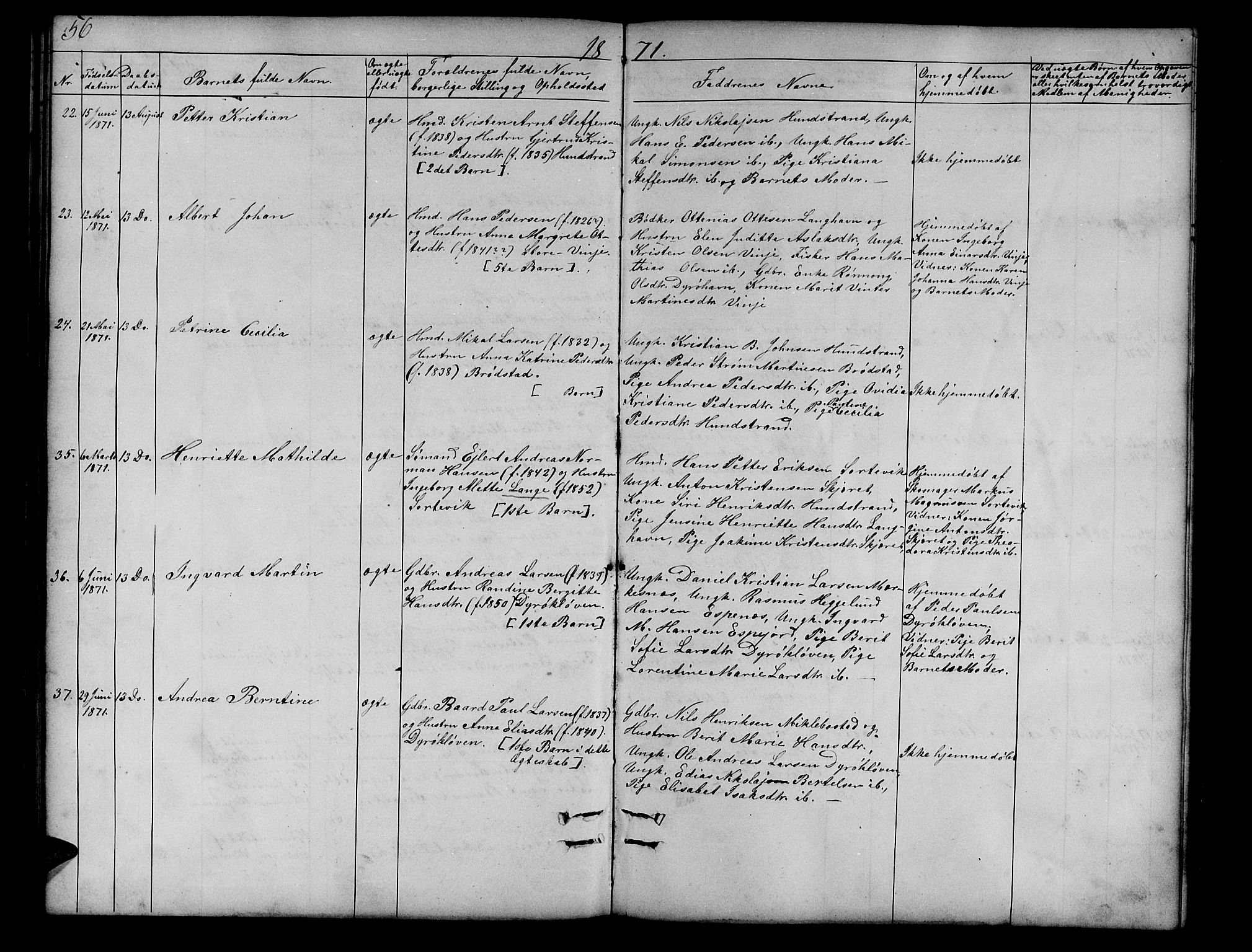 Tranøy sokneprestkontor, SATØ/S-1313/I/Ia/Iab/L0012klokker: Parish register (copy) no. 12, 1859-1874, p. 56