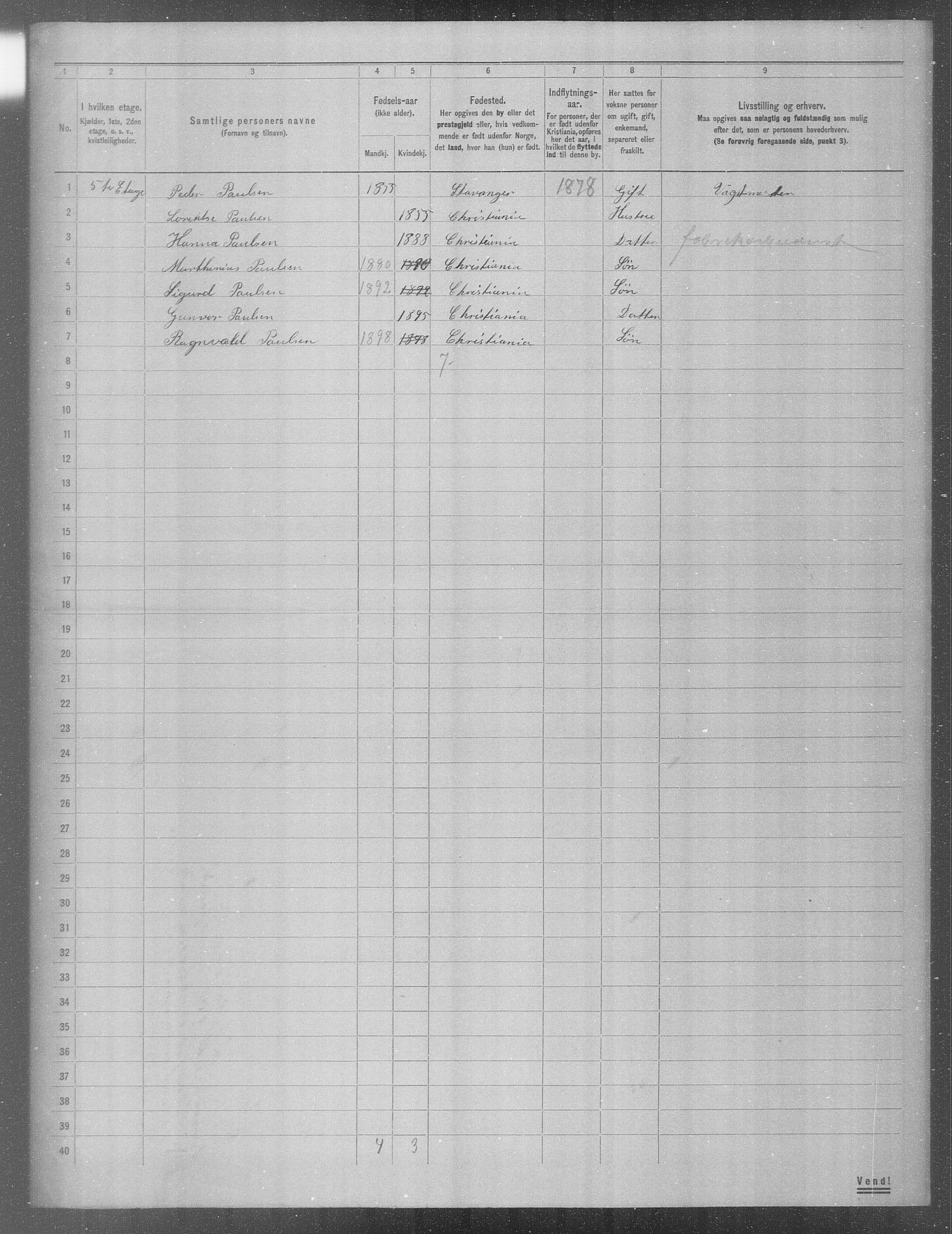 OBA, Municipal Census 1904 for Kristiania, 1904, p. 2484