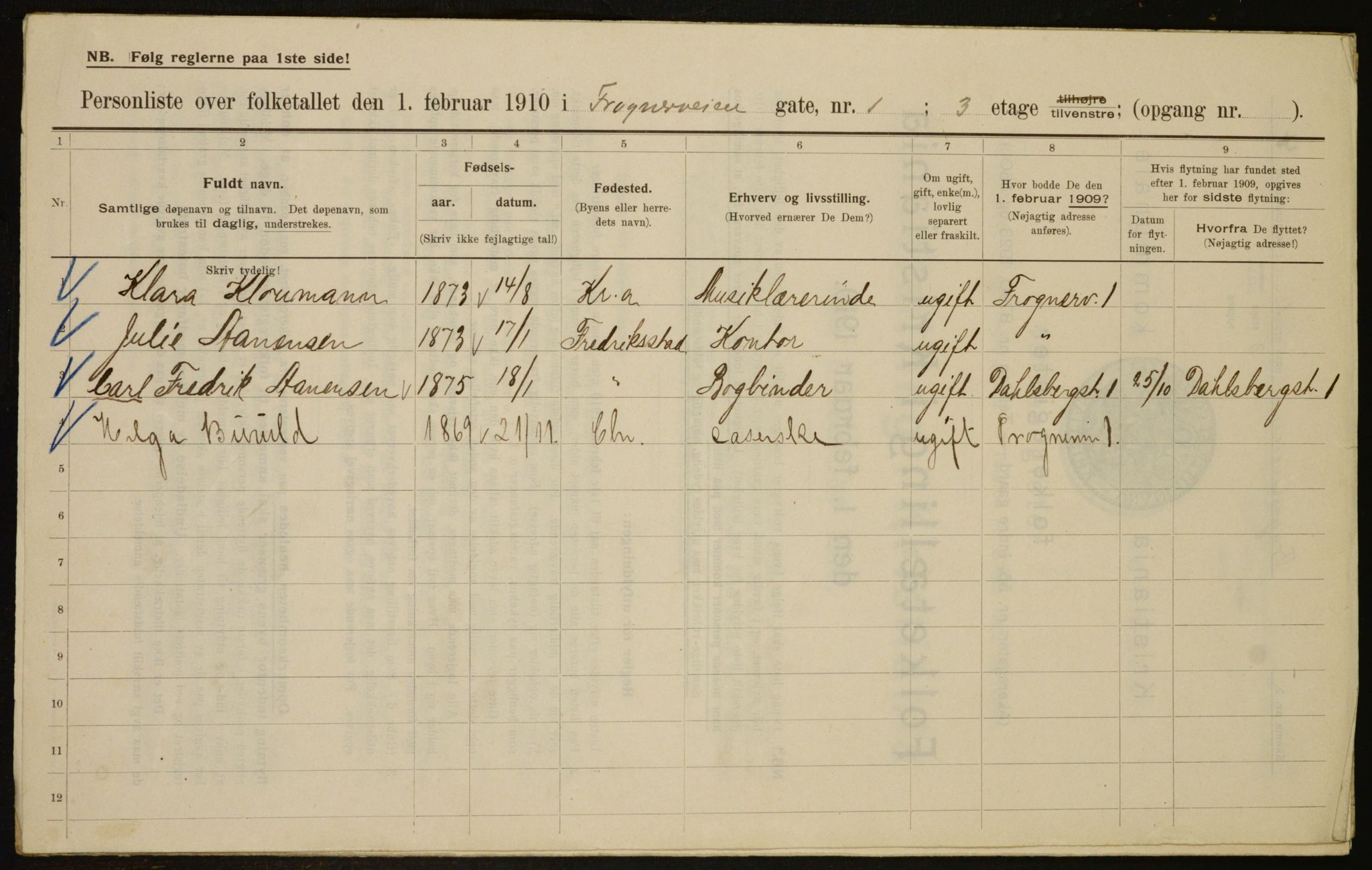 OBA, Municipal Census 1910 for Kristiania, 1910, p. 25356