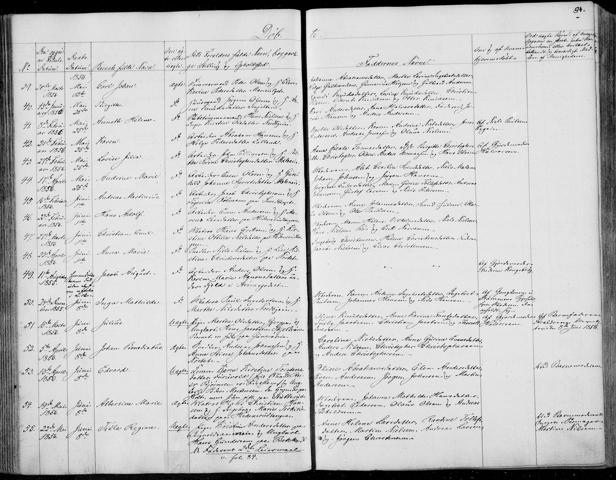 Skoger kirkebøker, AV/SAKO-A-59/F/Fa/L0003: Parish register (official) no. I 3, 1842-1861, p. 94