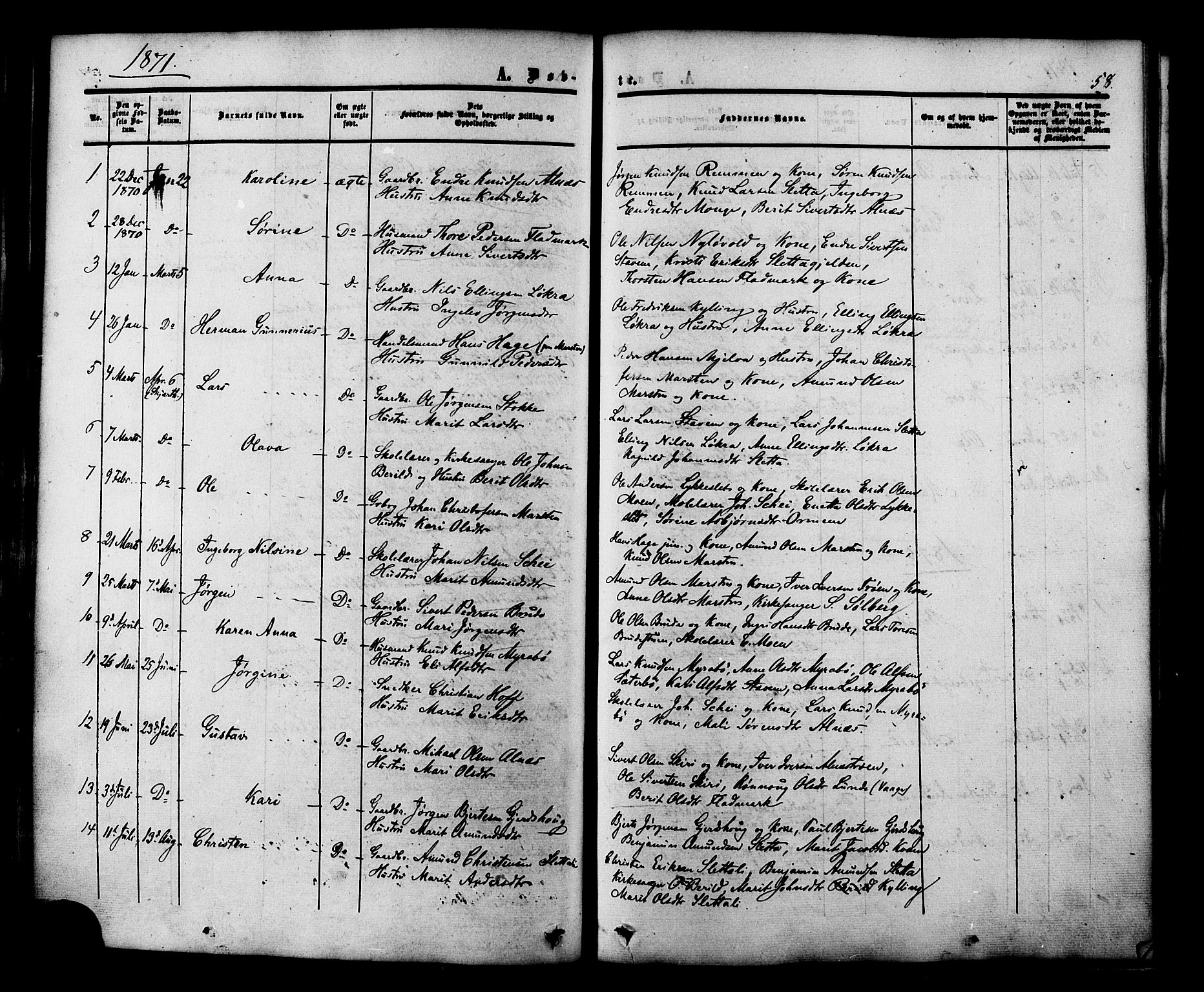 Ministerialprotokoller, klokkerbøker og fødselsregistre - Møre og Romsdal, AV/SAT-A-1454/546/L0594: Parish register (official) no. 546A02, 1854-1882, p. 58