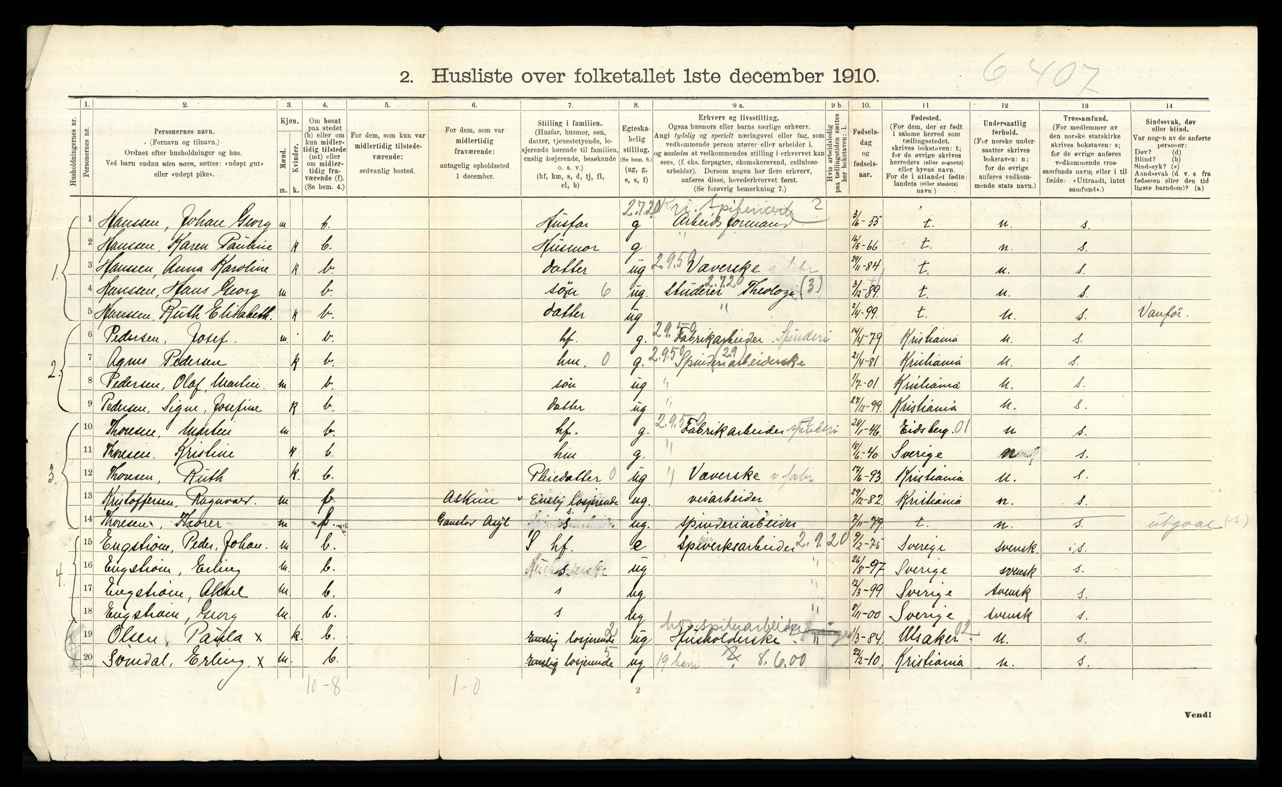 RA, 1910 census for Aker, 1910, p. 2742