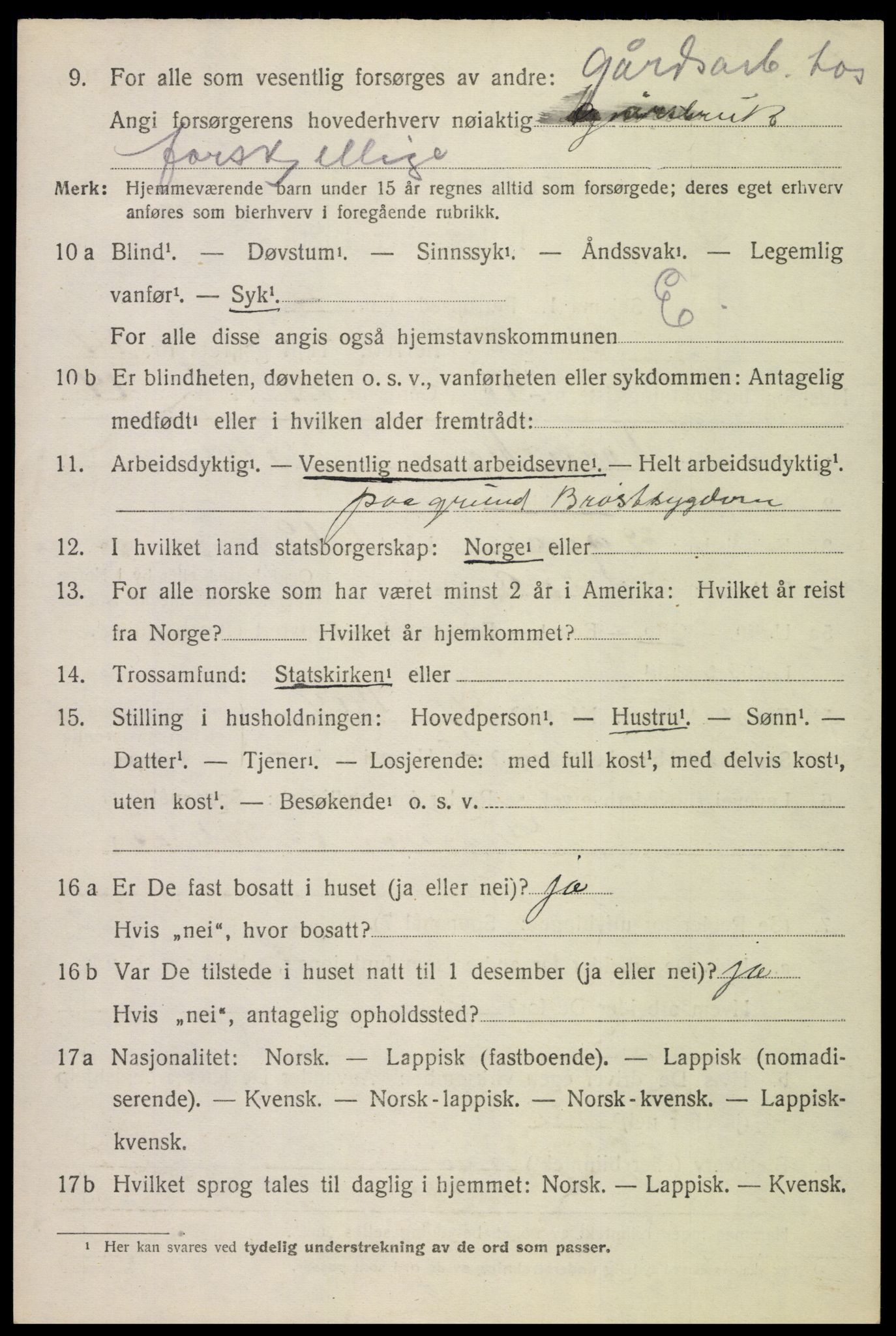 SAT, 1920 census for Evenes, 1920, p. 12487