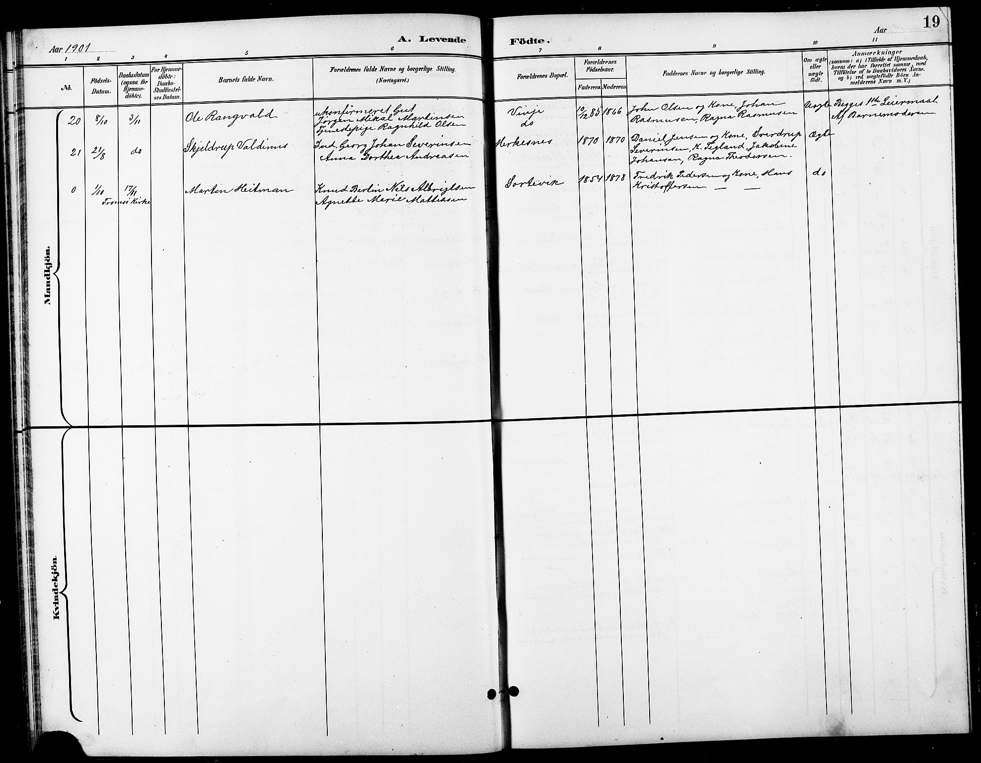 Tranøy sokneprestkontor, AV/SATØ-S-1313/I/Ia/Iab/L0014klokker: Parish register (copy) no. 14, 1896-1918, p. 19