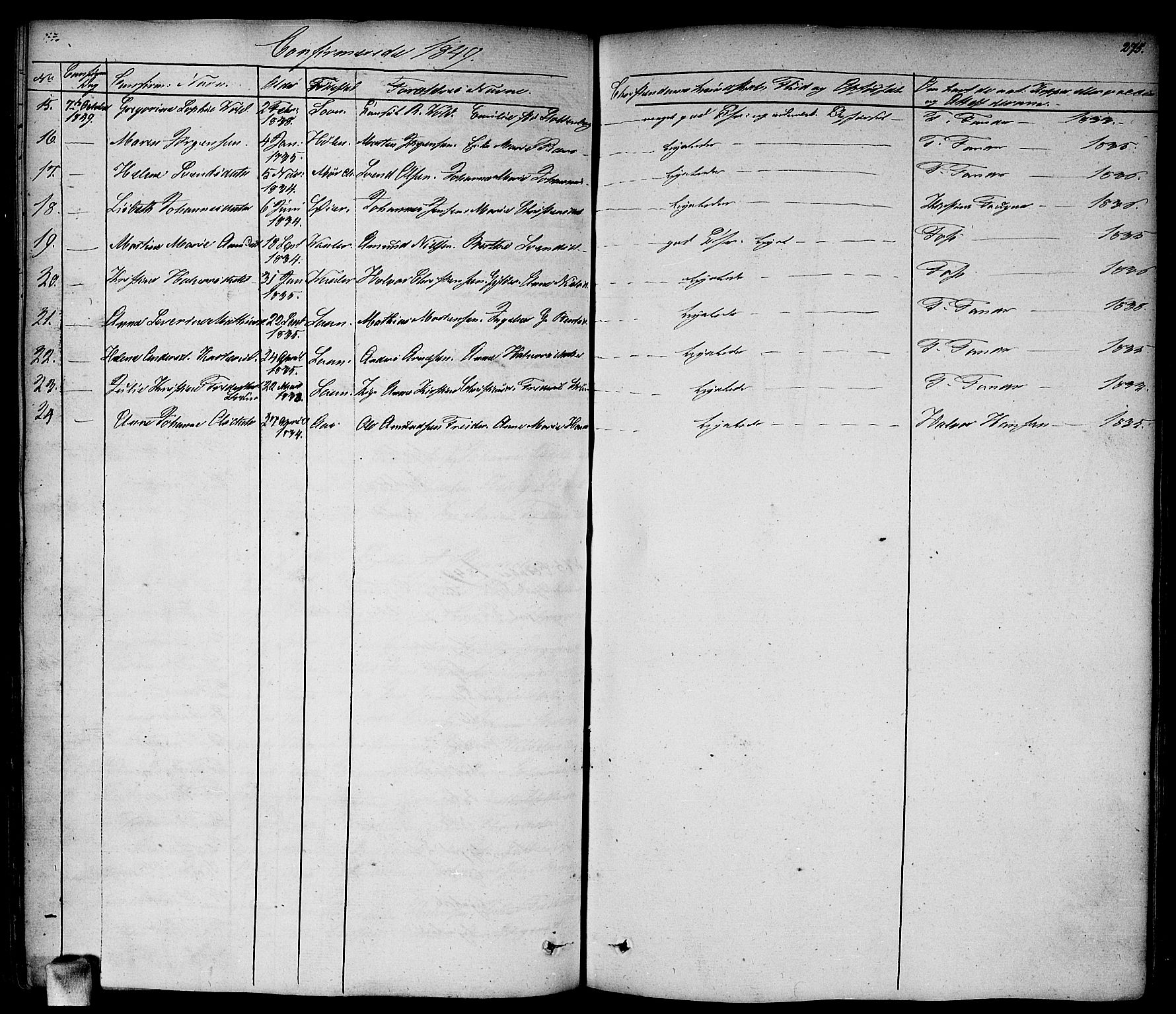 Vestby prestekontor Kirkebøker, AV/SAO-A-10893/F/Fa/L0006: Parish register (official) no. I 6, 1827-1849, p. 275