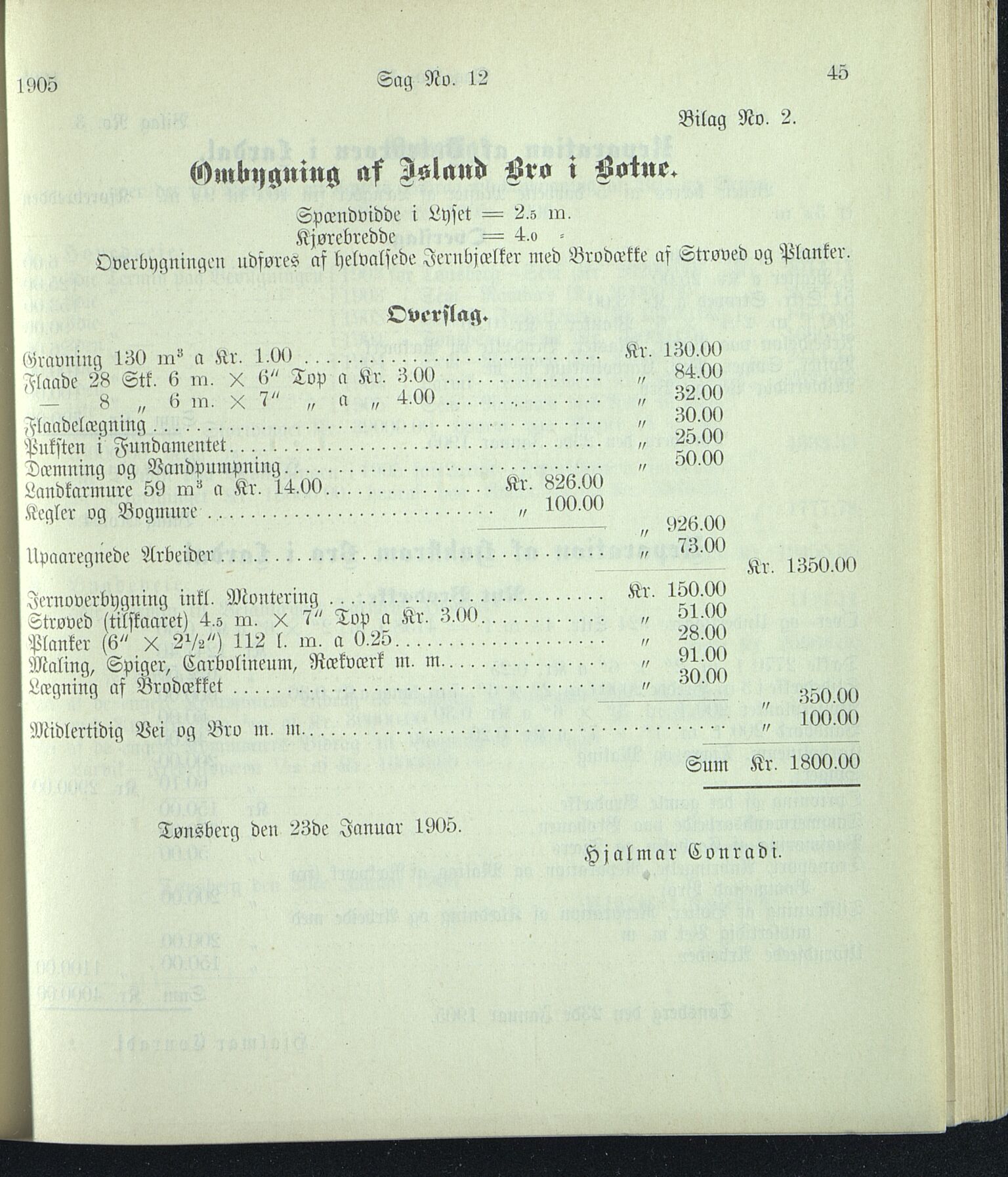 Vestfold fylkeskommune. Fylkestinget, VEMU/A-1315/A/Ab/Abb/L0052: Fylkestingsforhandlinger, 1905, p. 45