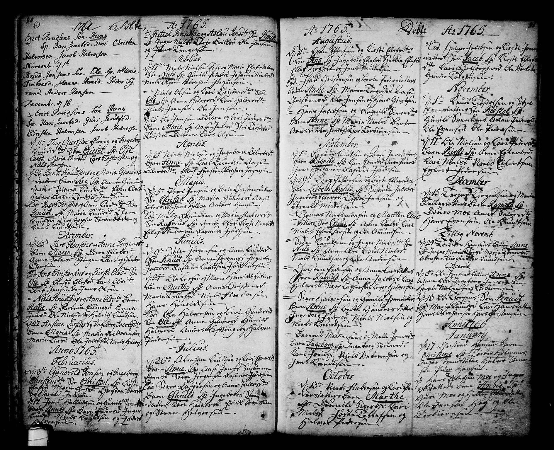 Sannidal kirkebøker, SAKO/A-296/F/Fa/L0001: Parish register (official) no. 1, 1702-1766, p. 90-91