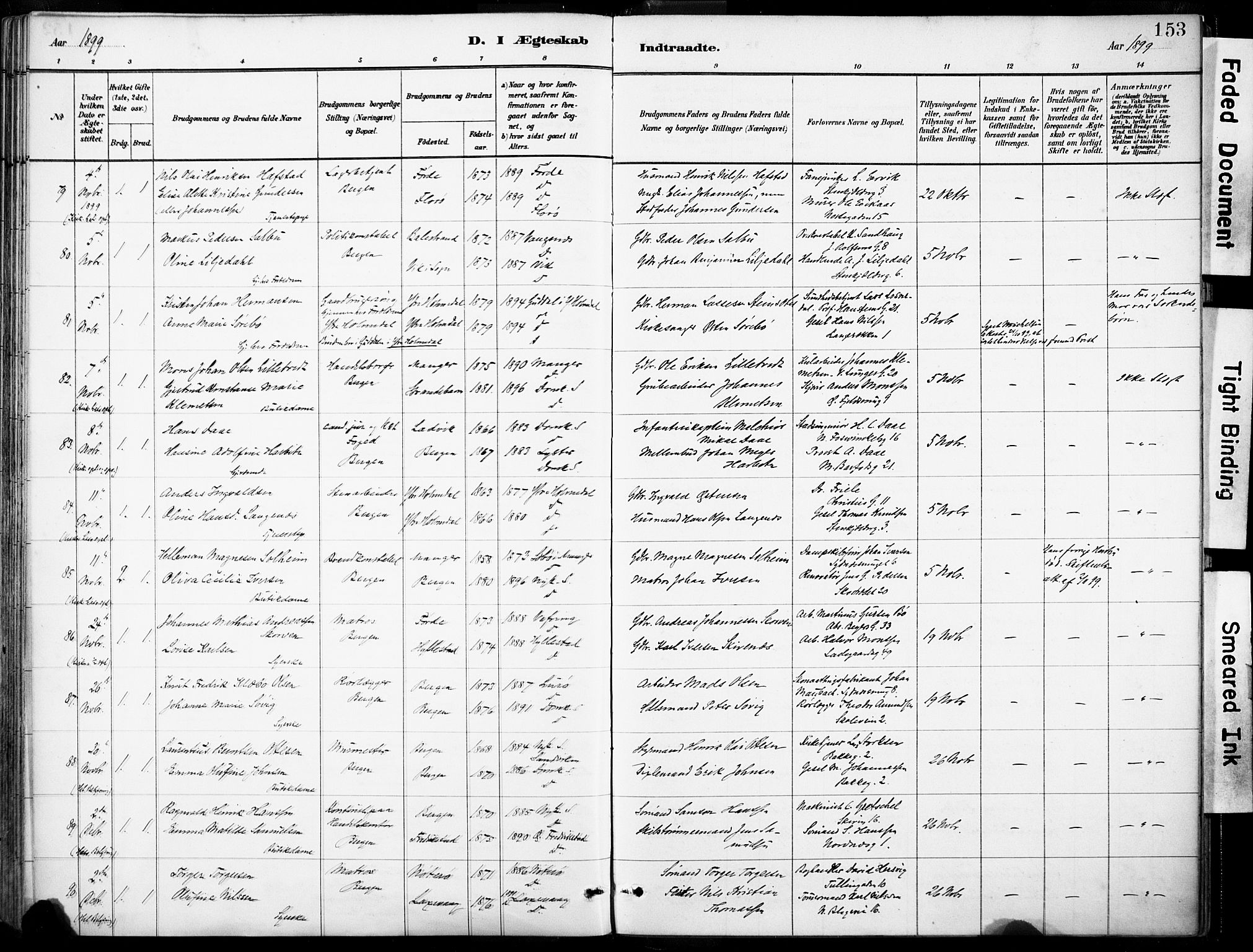 Domkirken sokneprestembete, AV/SAB-A-74801/H/Haa/L0037: Parish register (official) no. D 4, 1880-1907, p. 153