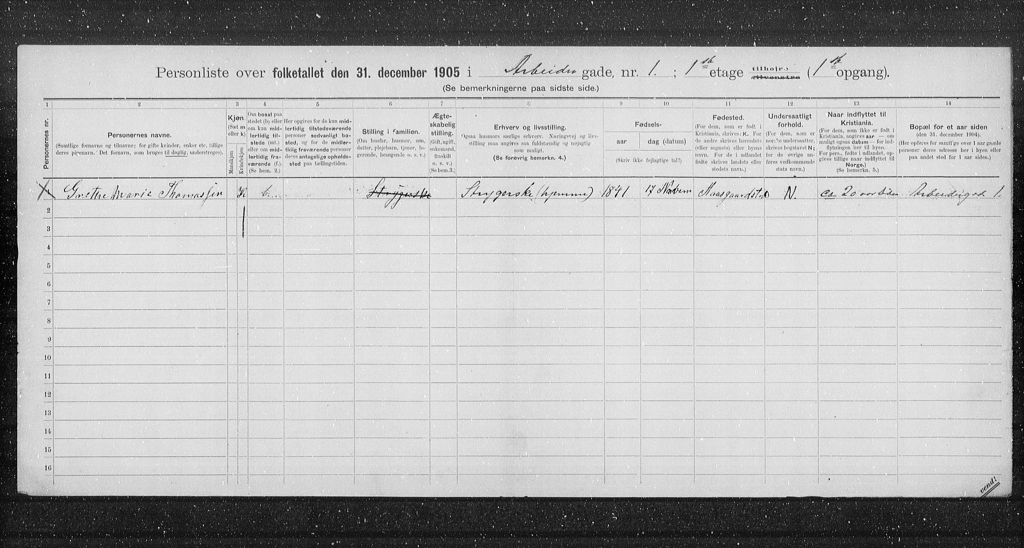 OBA, Municipal Census 1905 for Kristiania, 1905, p. 766