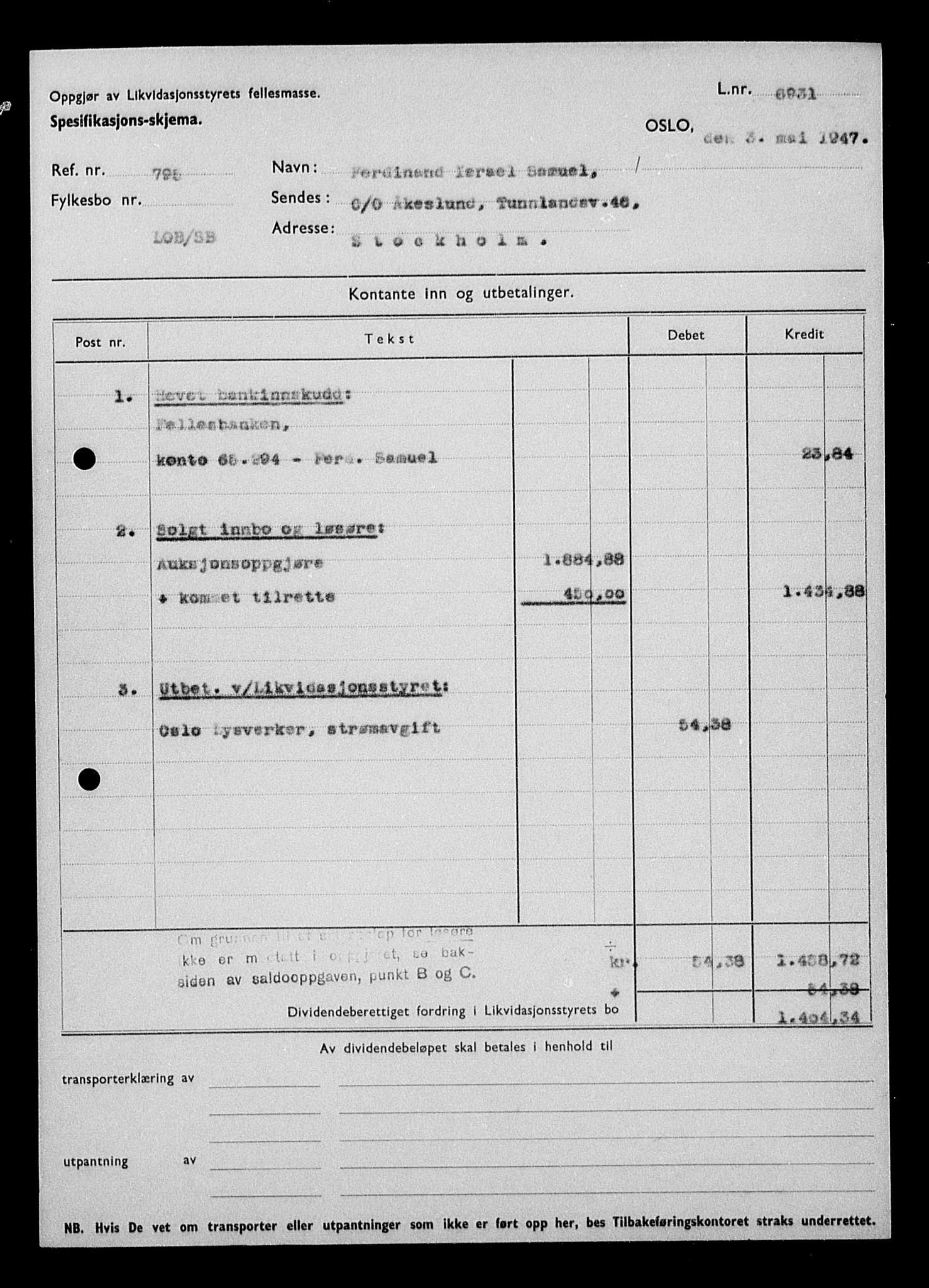 Justisdepartementet, Tilbakeføringskontoret for inndratte formuer, AV/RA-S-1564/H/Hc/Hcc/L0976: --, 1945-1947, p. 682