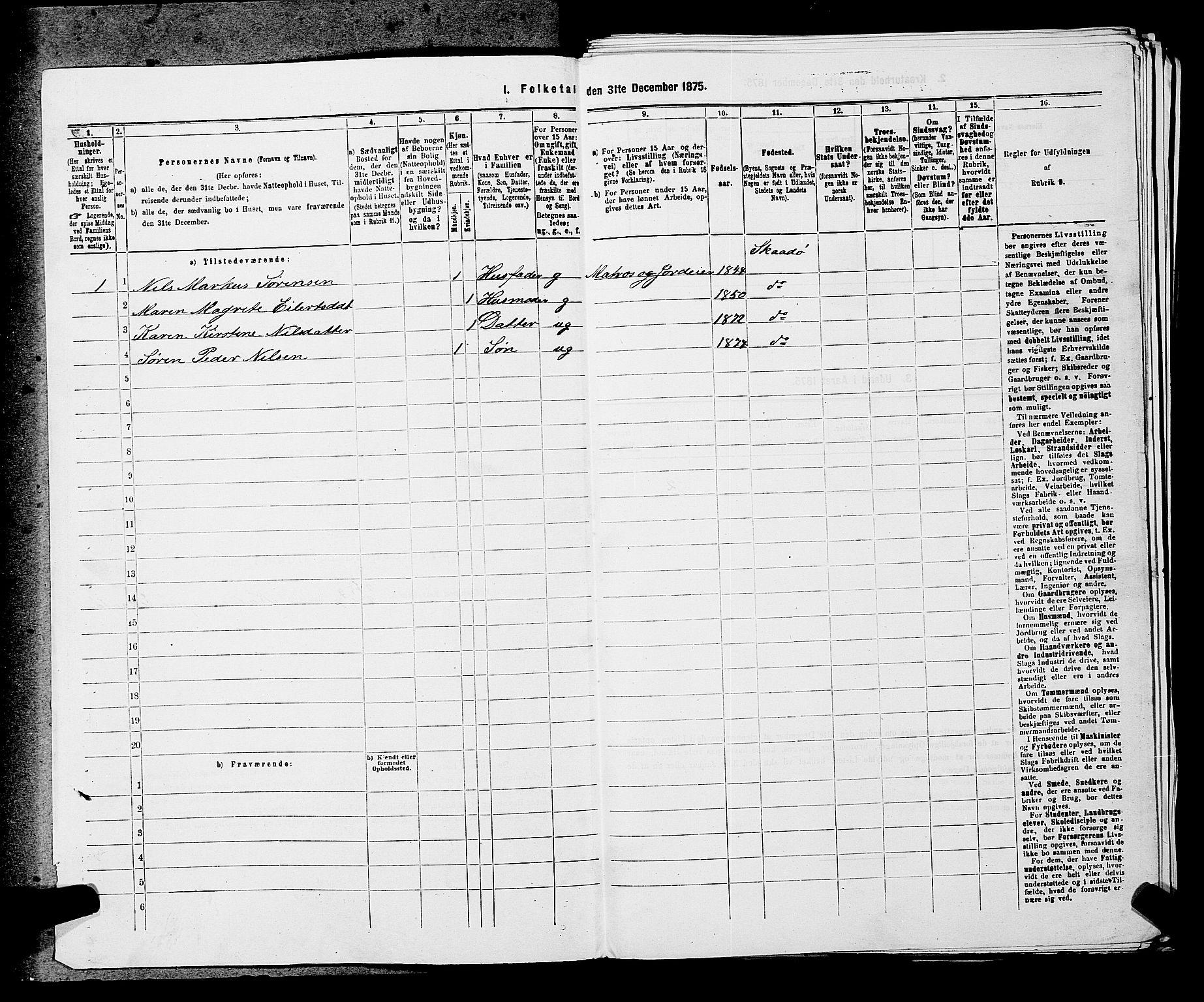 SAKO, 1875 census for 0816P Sannidal, 1875, p. 2013