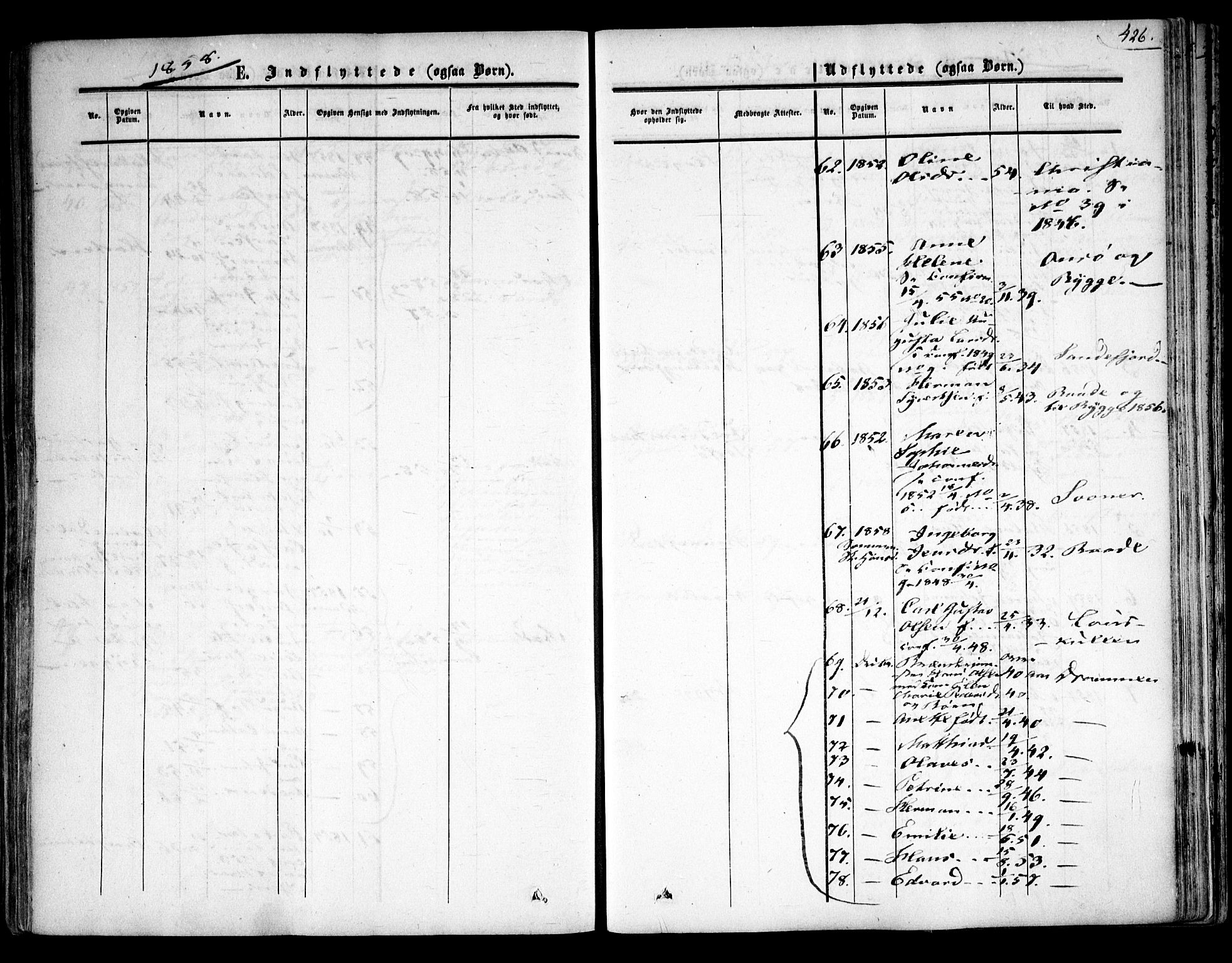 Moss prestekontor Kirkebøker, AV/SAO-A-2003/F/Fa/L0008: Parish register (official) no. I 8, 1852-1869, p. 426