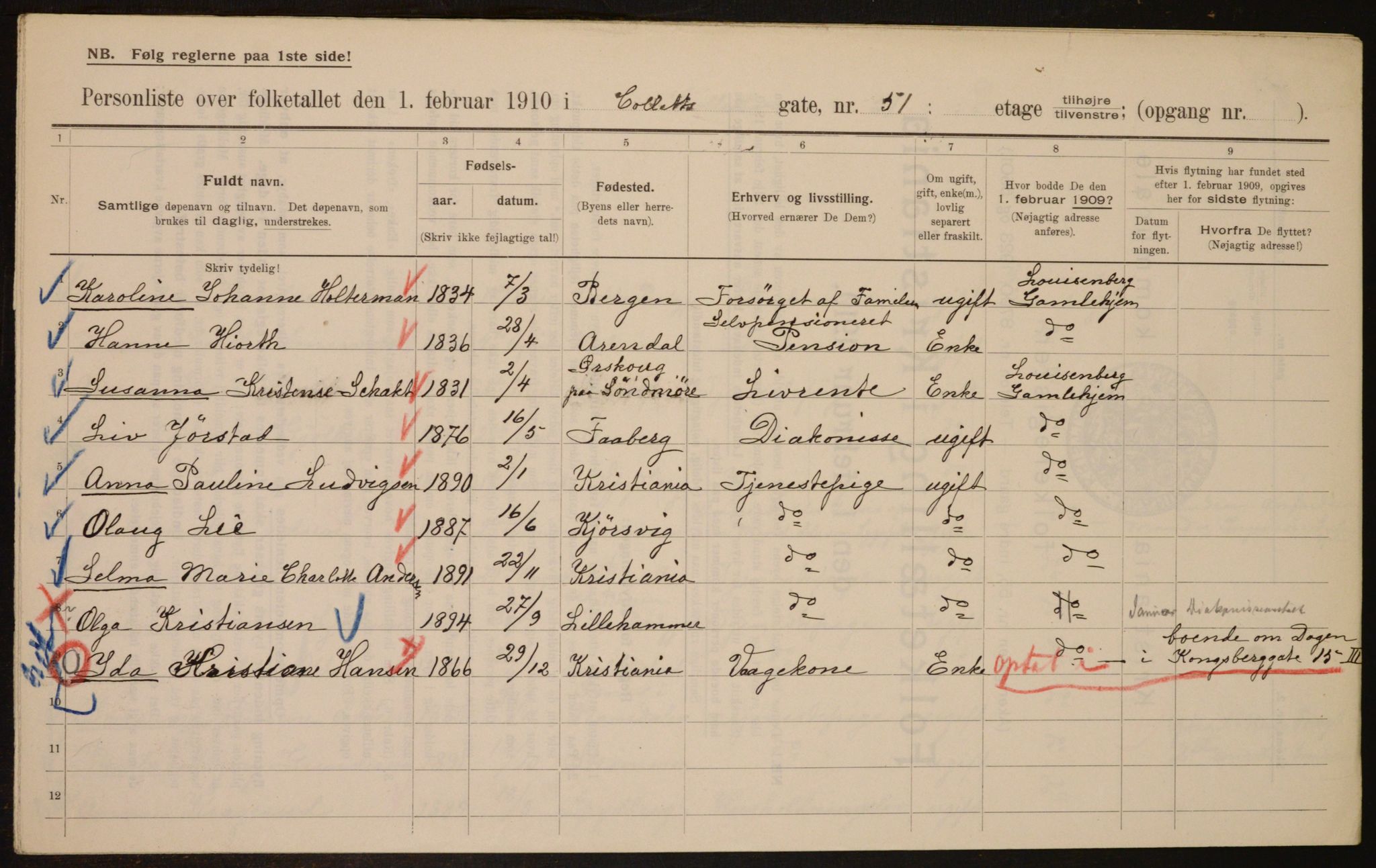 OBA, Municipal Census 1910 for Kristiania, 1910, p. 12707