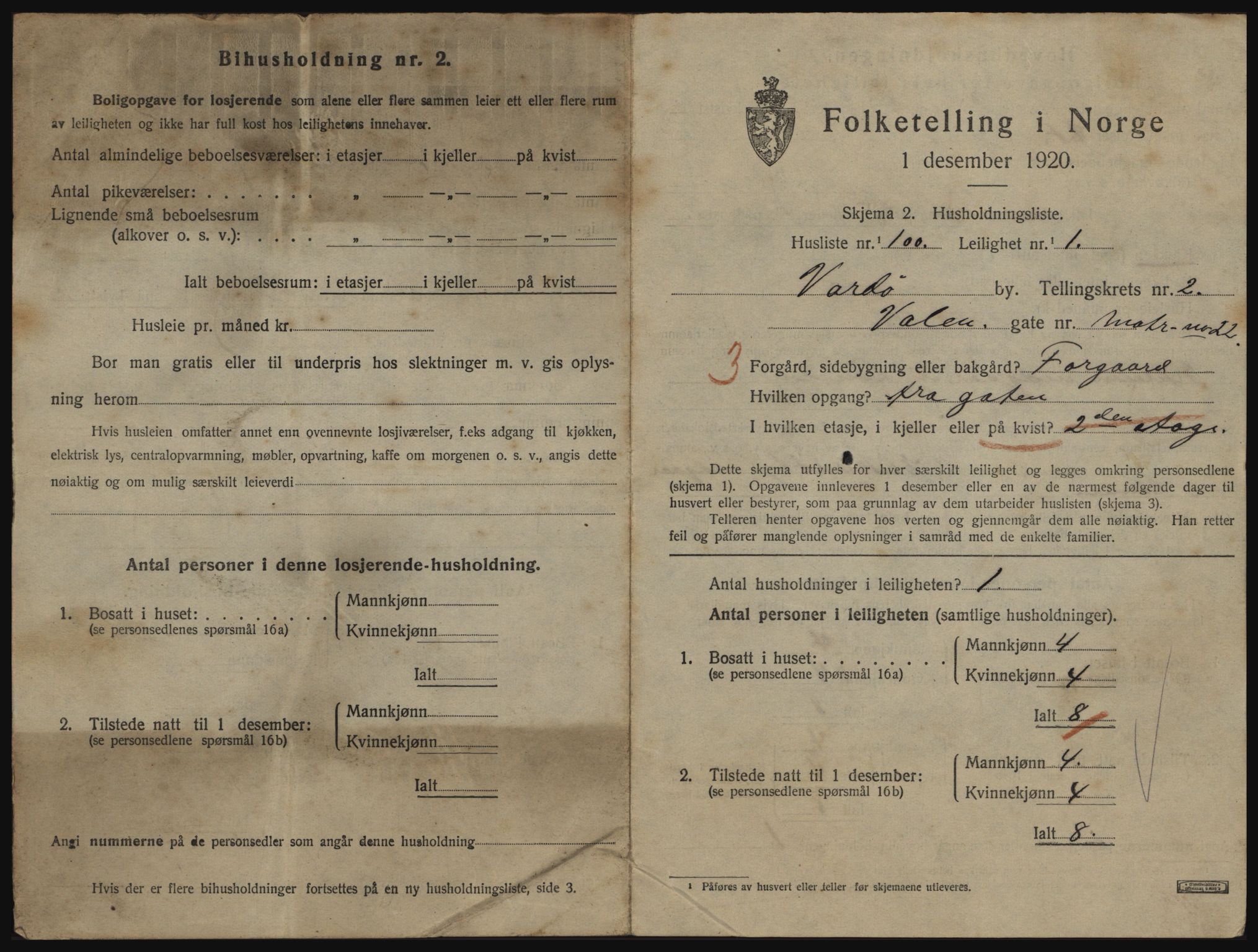 SATØ, 1920 census for Vardø, 1920, p. 2123